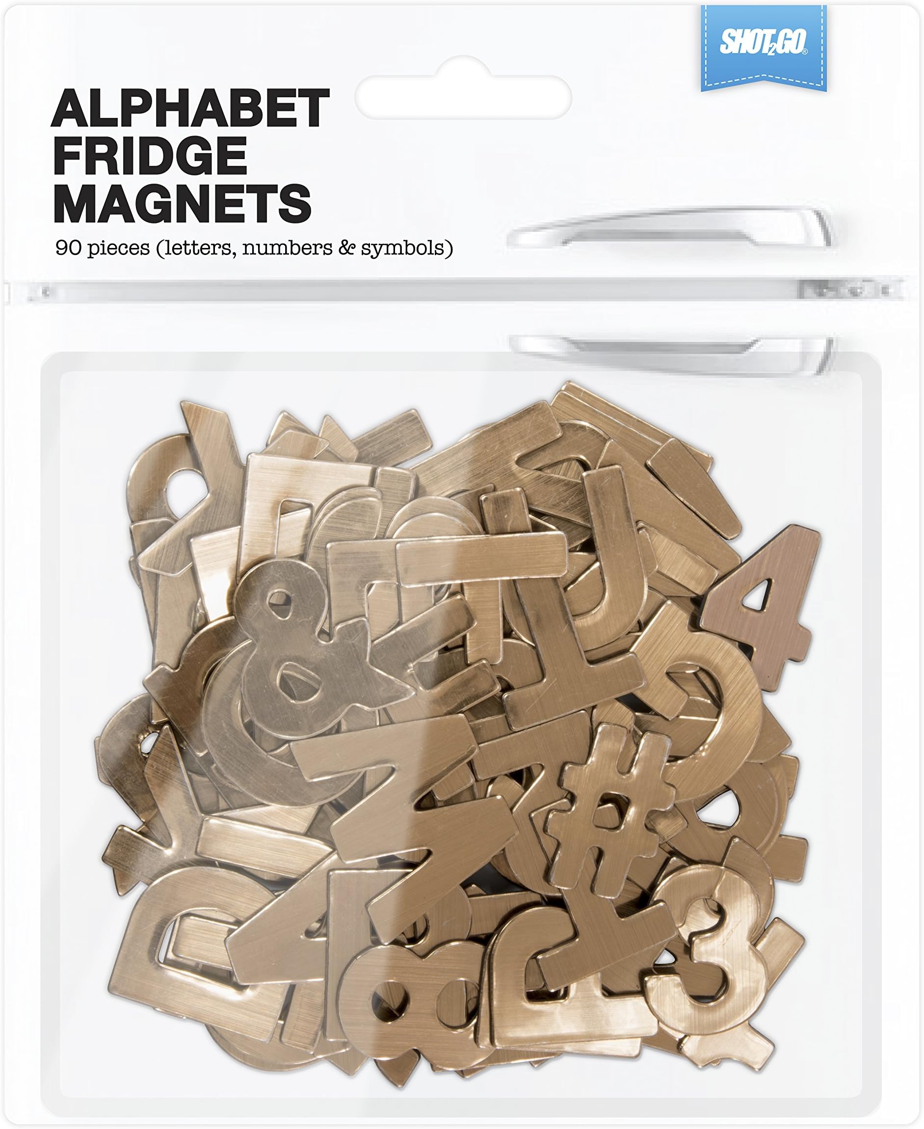 Shot2go Pack of 90 alphabet letters in metallic copper effect