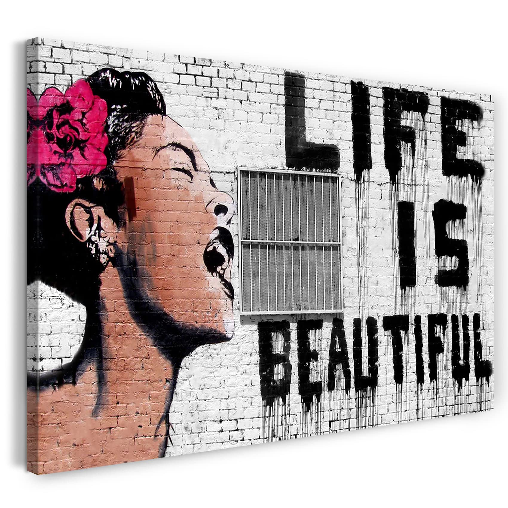 Toile Banksy La Vie est Belle tableau street art pour une chambre élégante