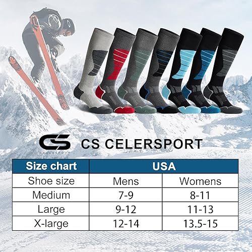 Miniatura 2 de CS CELERSPORT Paquete de 234 calcetines de esquí para hombres y mujeres para esquí, snowboard, calcetines de rendimiento de invierno
