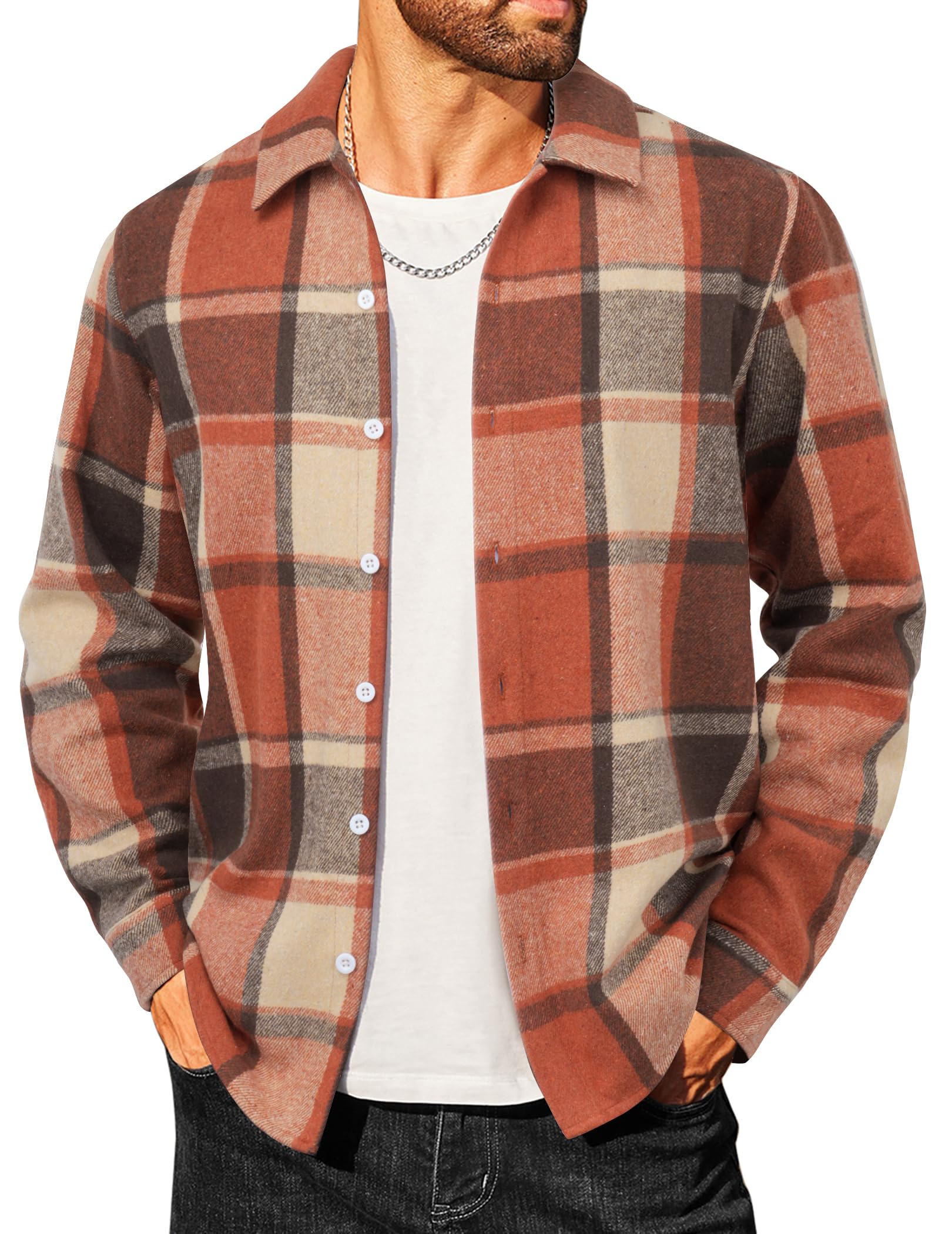 COOFANDY Flanellhemd Herren Kariert Holzfällerhemd Winter Thermohemd | Freizeithemd, Langarm, Button down, Regular fit