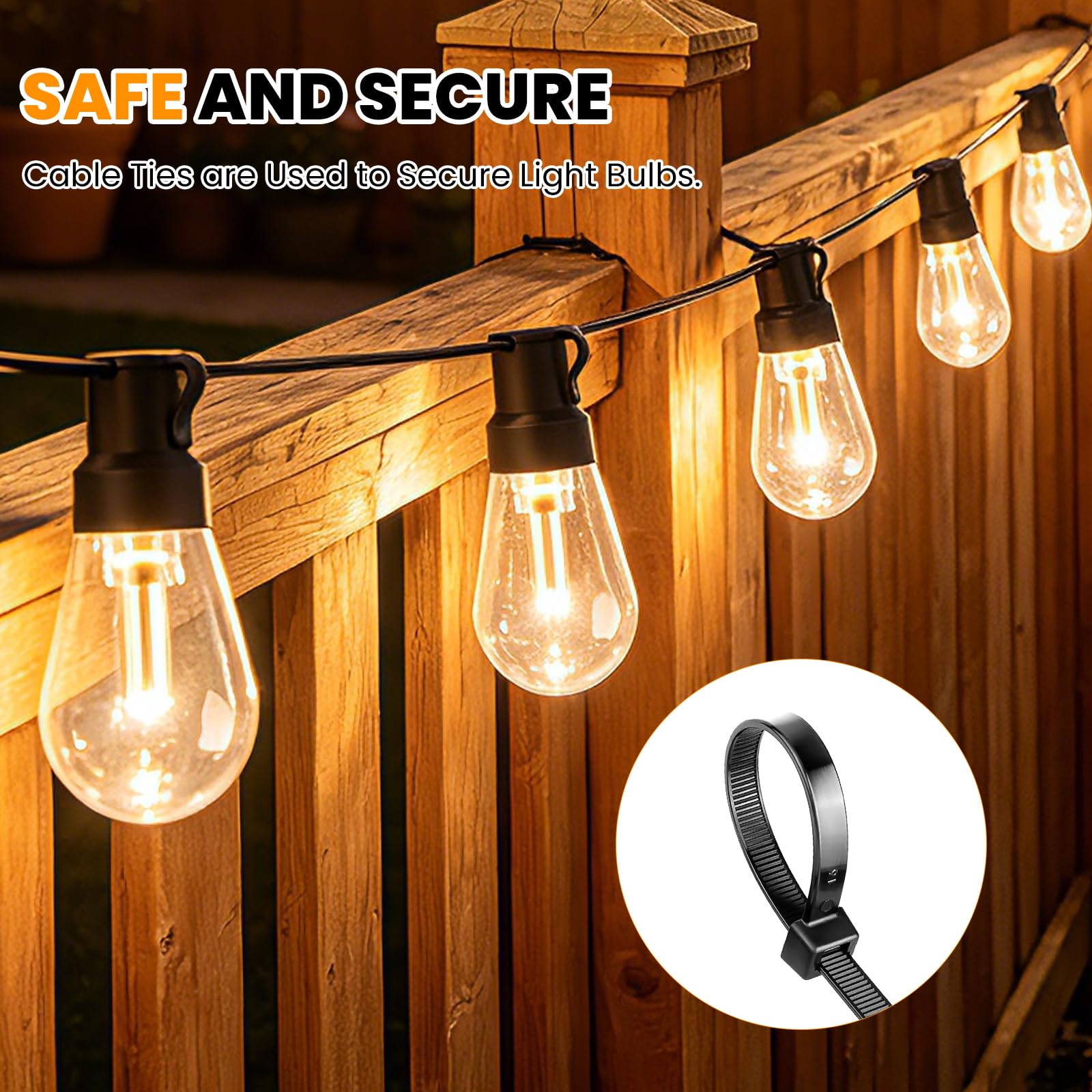 24V Tira LED para exteriores [50 LEDs/60M, blanco cálido], luz de jardín impermeable IP67, tira de bombilla esférica PC irrompible con gancho en S, decoración para hogar y jardín