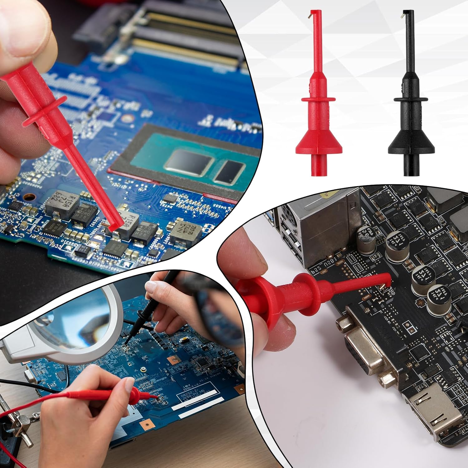 2 Pcs Test Hooks Clips, Multimeter Wire Hooks, Mini Tests Hook Clip Grabbers, Cable Welding Test-Clip, Multimeter Test Wire Kit for 2mm Plug Test-Probe Electronic Testing