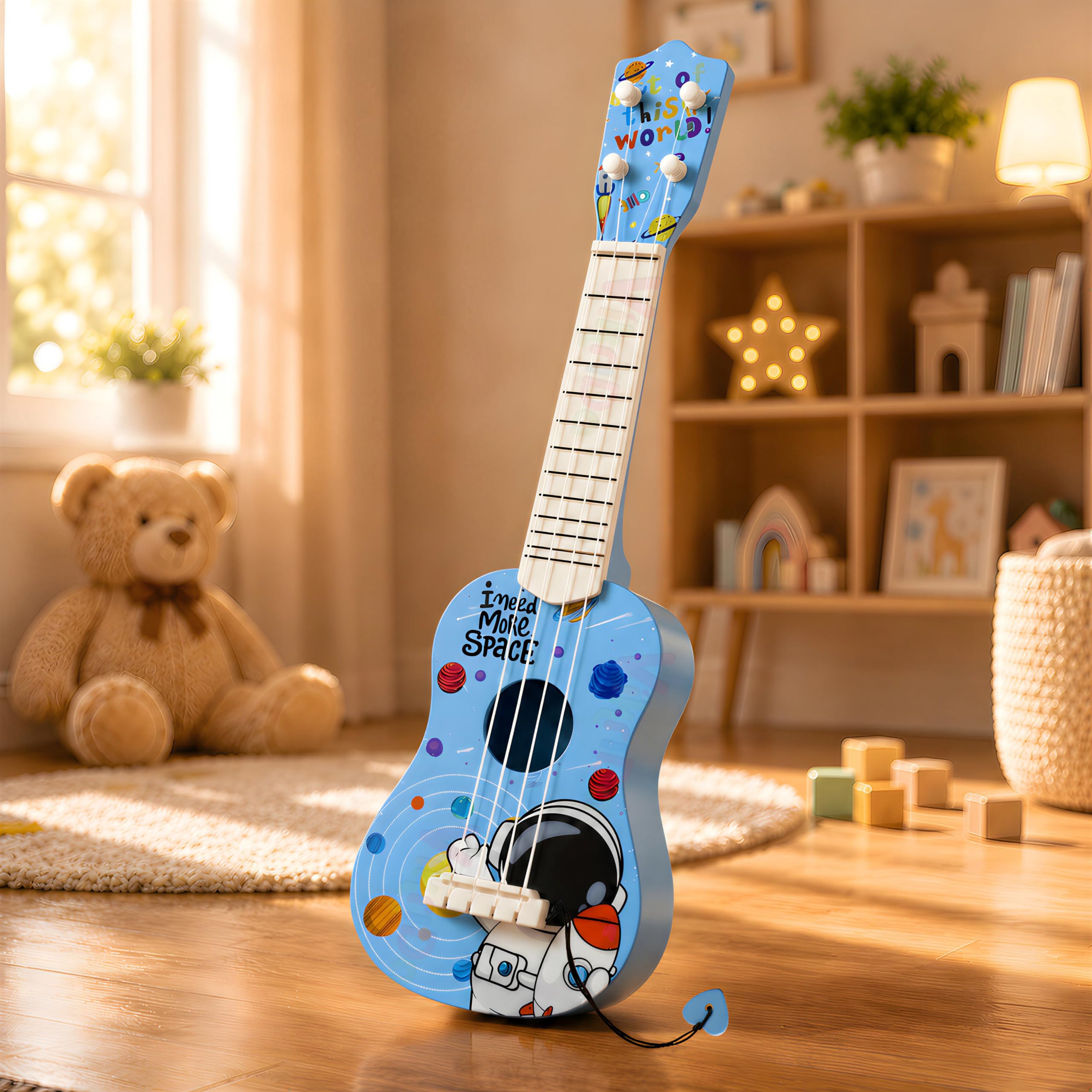 VikriDA Toy Guitar for Kids | 4 String Ukulele Guitar for Beginners | Musical Instrument Toy Gift for Boys Girls Age 3–10 |Toddlers & Children-image-42