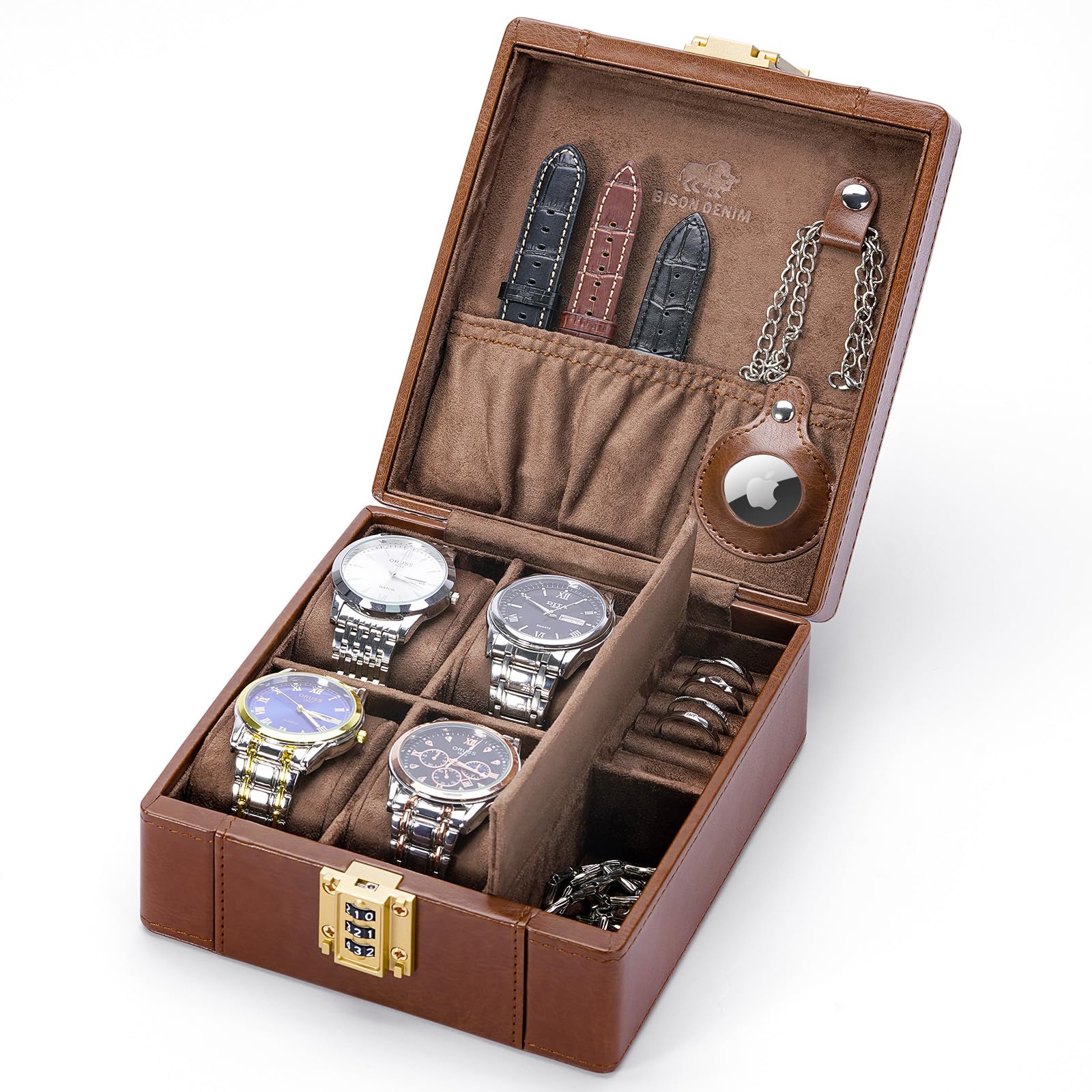 Amazon.com: BISON DENIM Watch Box, 4 Watch Travel Case with