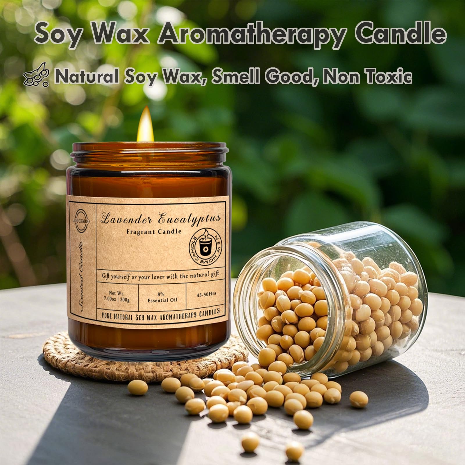 Velas perfumadas – Velas de eucalipto de lavanda para el hogar, vela de aromaterapia de cera de soja de 7 onzas para aliviar el estrés y la relajación, no tóxicas, regalos de cumpleaños para mujeres y 3