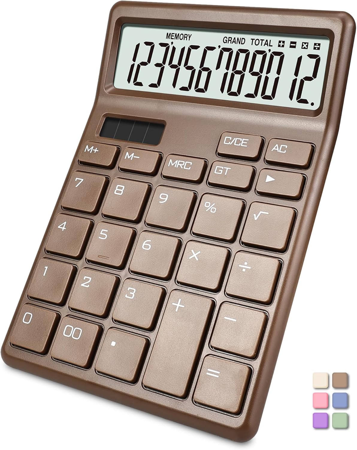 Exlliy Standard Calculator 12 Digit,Brown Desktop Dual