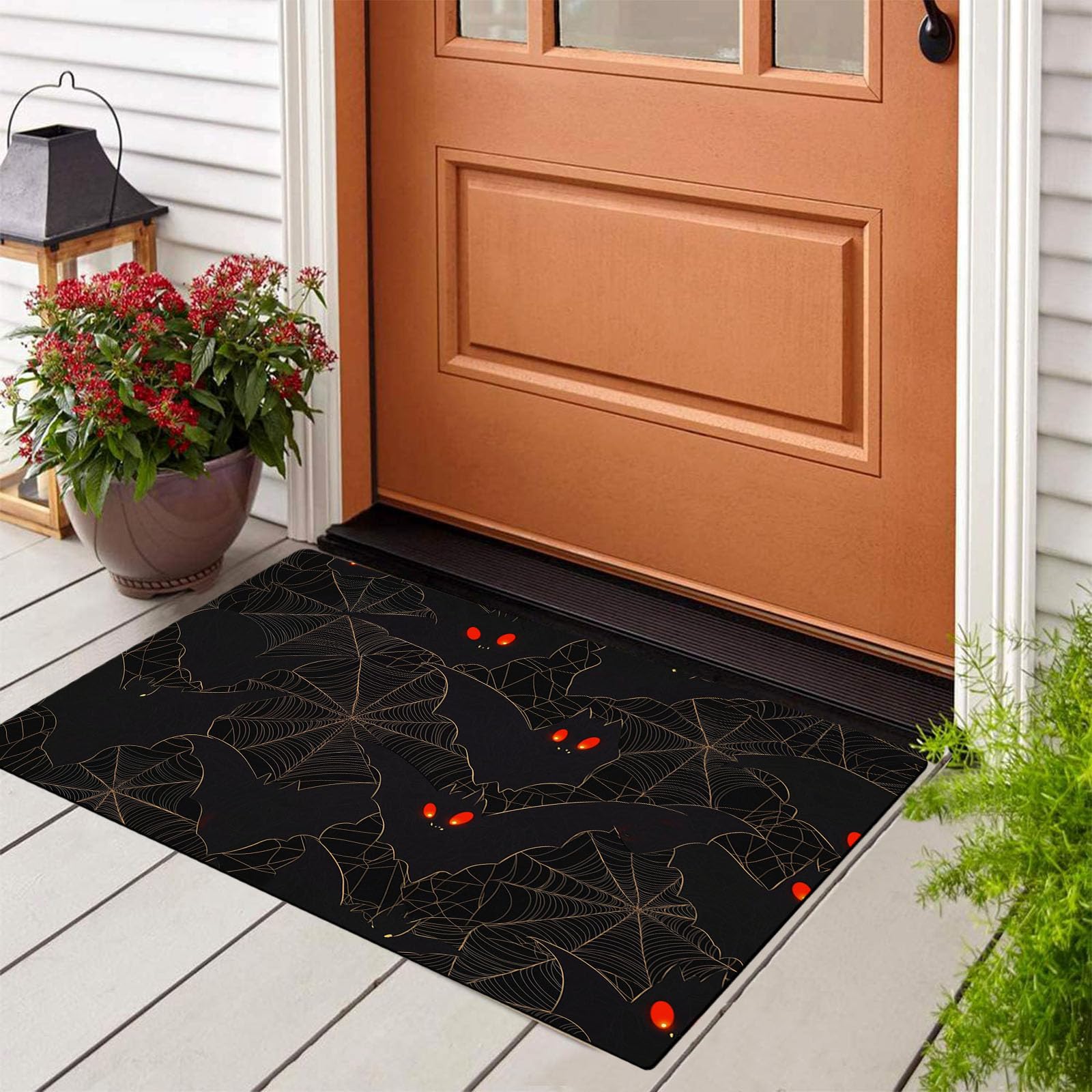 Paillasson Gothique Sombre Halloween, 80x120cm, Tapis de Cuisine Spider Man Batman, Absorbant Douce, Tapis de Salle de Bain, Lavable pour intérieur Couloir Chambre, Rouge Noir