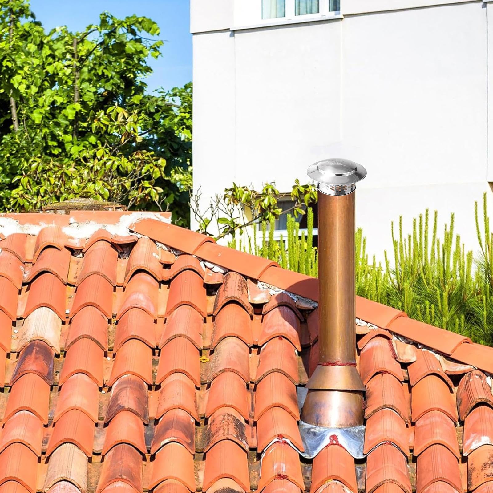 Tapa de Chimenea, Ø 160 mm Sombrero de Conducto de Humo de Acero Inoxidable
