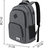 YAMTION Vízálló Laptop Hátizsák 15,6/17,3 Hüvelykes Notebookokhoz - Unisex Iskolai és Irodai Táska Sötétszürke Színben 6
