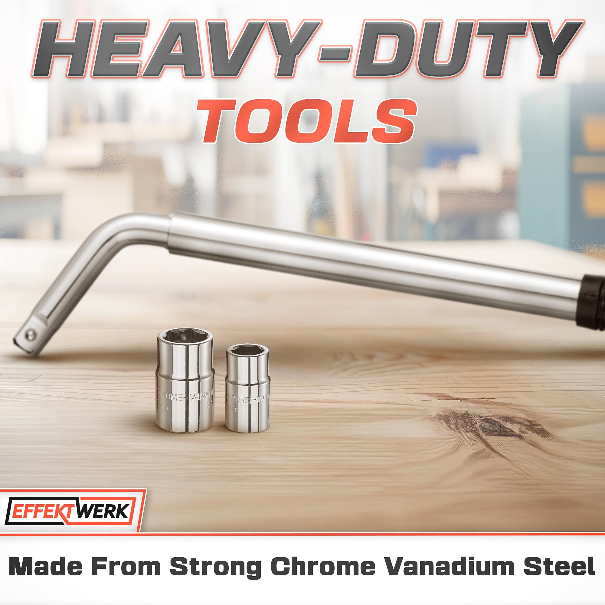 Chiave Per Dadi Ruota Telescopica - Con Bussola 17/19mm E 21/23mm, Estensibile 38-50cm