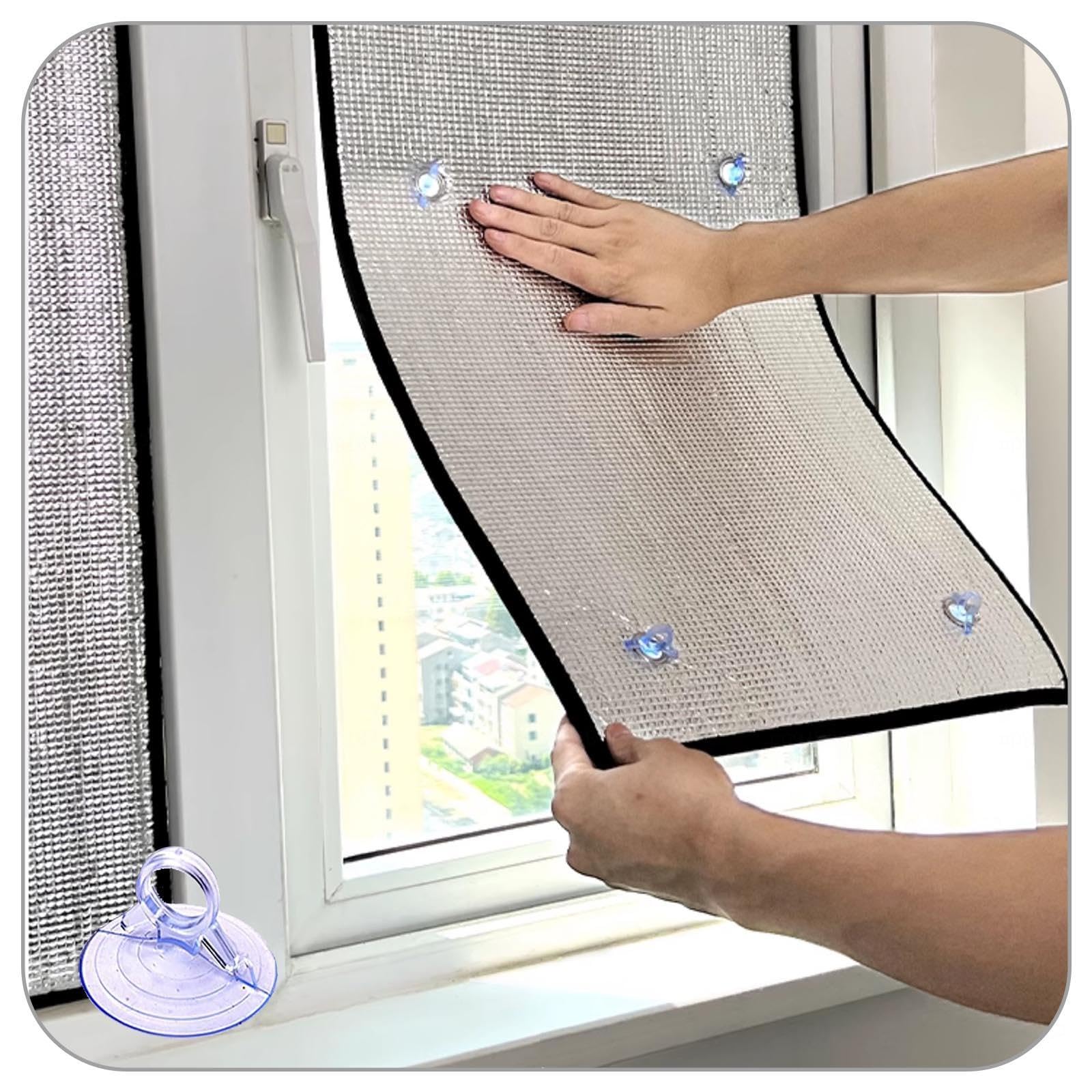 Película De Ventana De Protección Solar,Película Reflectante De Aislamiento,Silver-120x130cm/47x51in