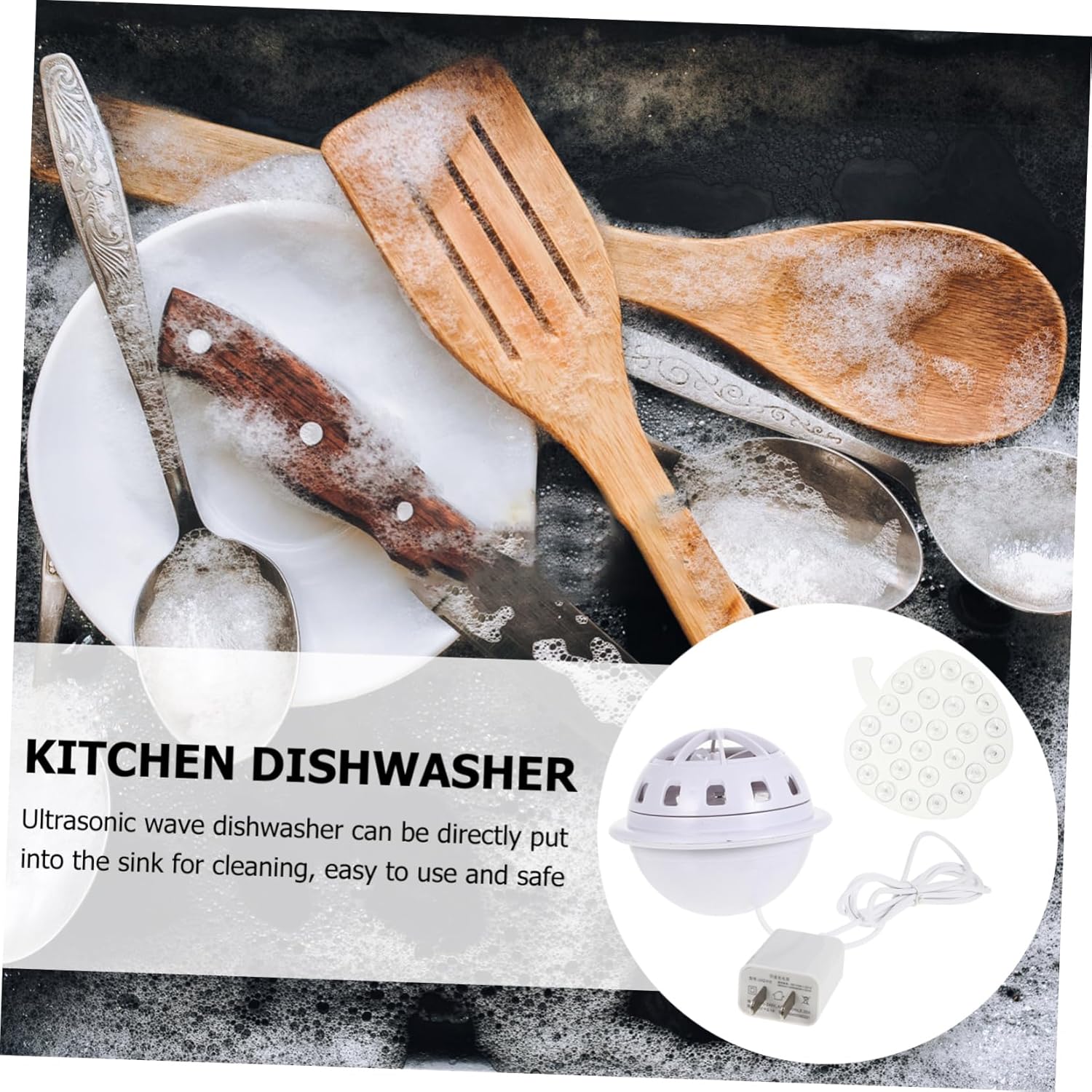 Mini Portable Wave Dishwasher USB Rechargeable Household Ultrasonic for Fruits Vegetables High Pressure Water Compact Design for Efficient Dish Washing Kitchen