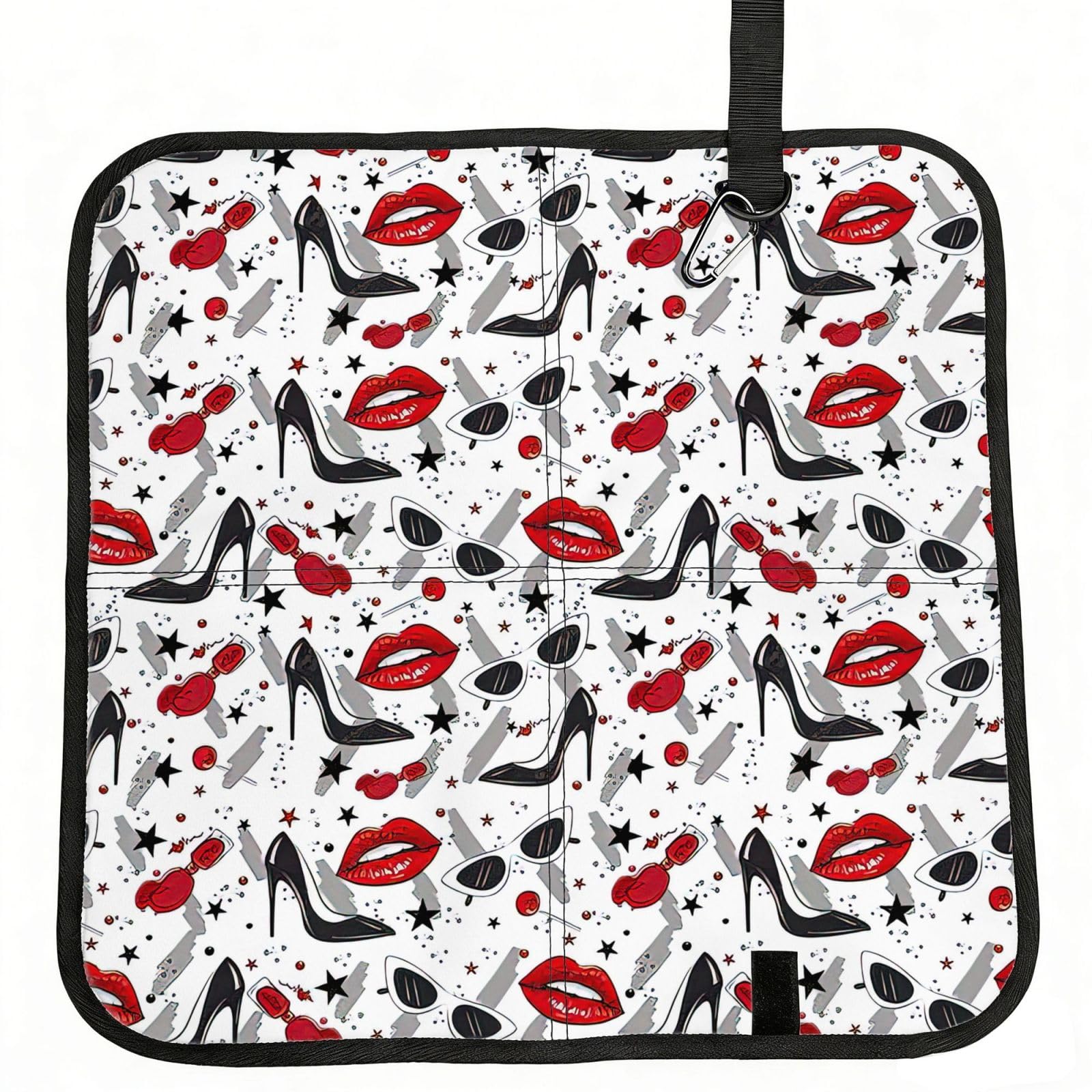 OKFSTY Lips High Heels Print Fold Away Seat Cushion Portable Outdoor Pad Polyester Bleacher Bench Mat Travel Picnic Pad