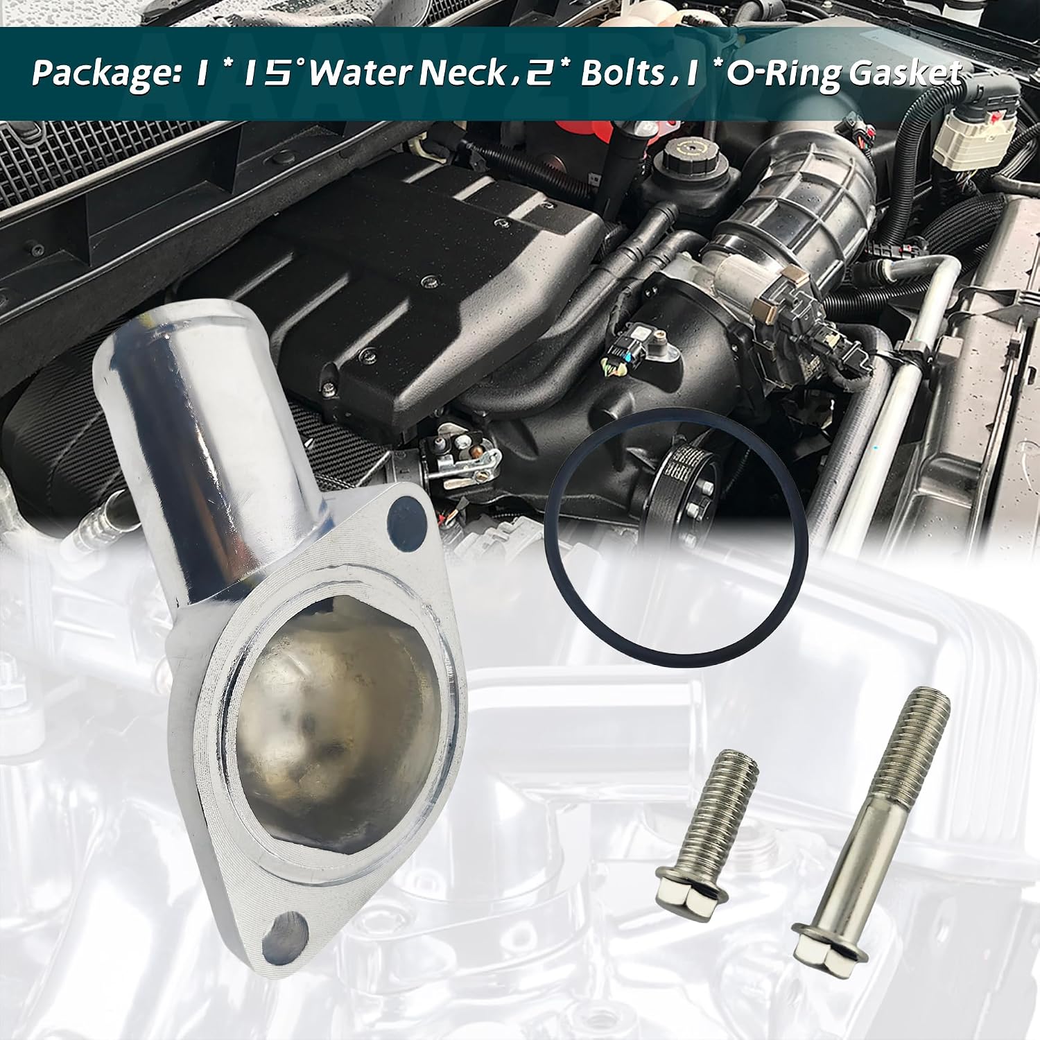 15 Degree Water Neck For BBC SBC Water Neck Aluminum Thermostat Housing Compatible with Chevy SBC BBC 283 302 305 327 350 383 396 427 454 502 ENGINES(15°)