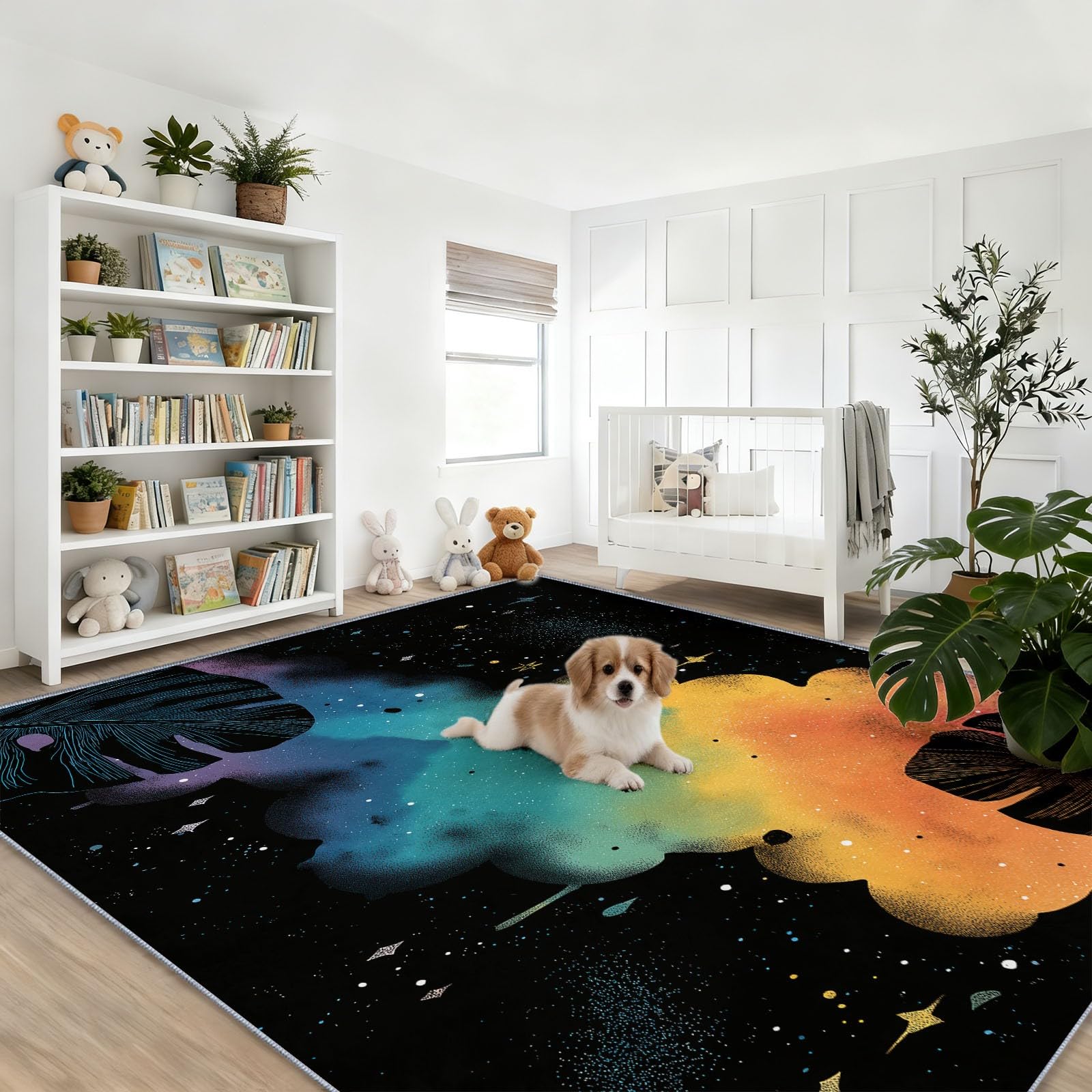 Alfombra de dormitorio 180 x 240 cm, estampado suave y moderno, fantasía