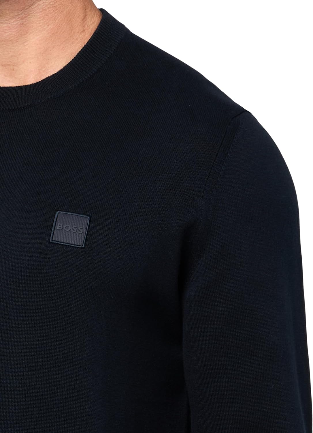 BOSS Mens Square Logo Cotton Blend Knit Sweater - Image 3