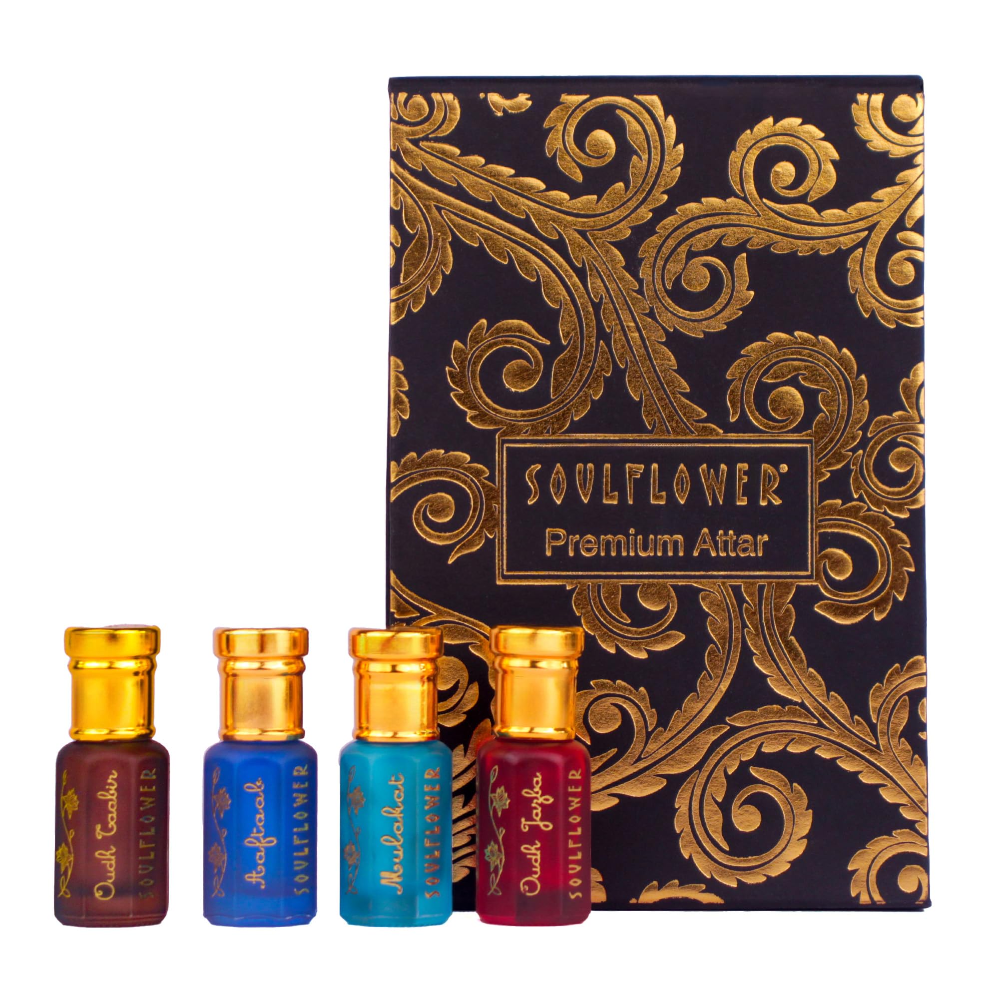 Soulflower Premium Attar Set Alcohol Free Luxury Perfume Roll On Gift Hamper For Unisex, Combination Of Fragrance Oudh, Musky, Woody, Floral, Amber, Fresh & Spicy, Set Of 4 (5Ml Each)-image-37