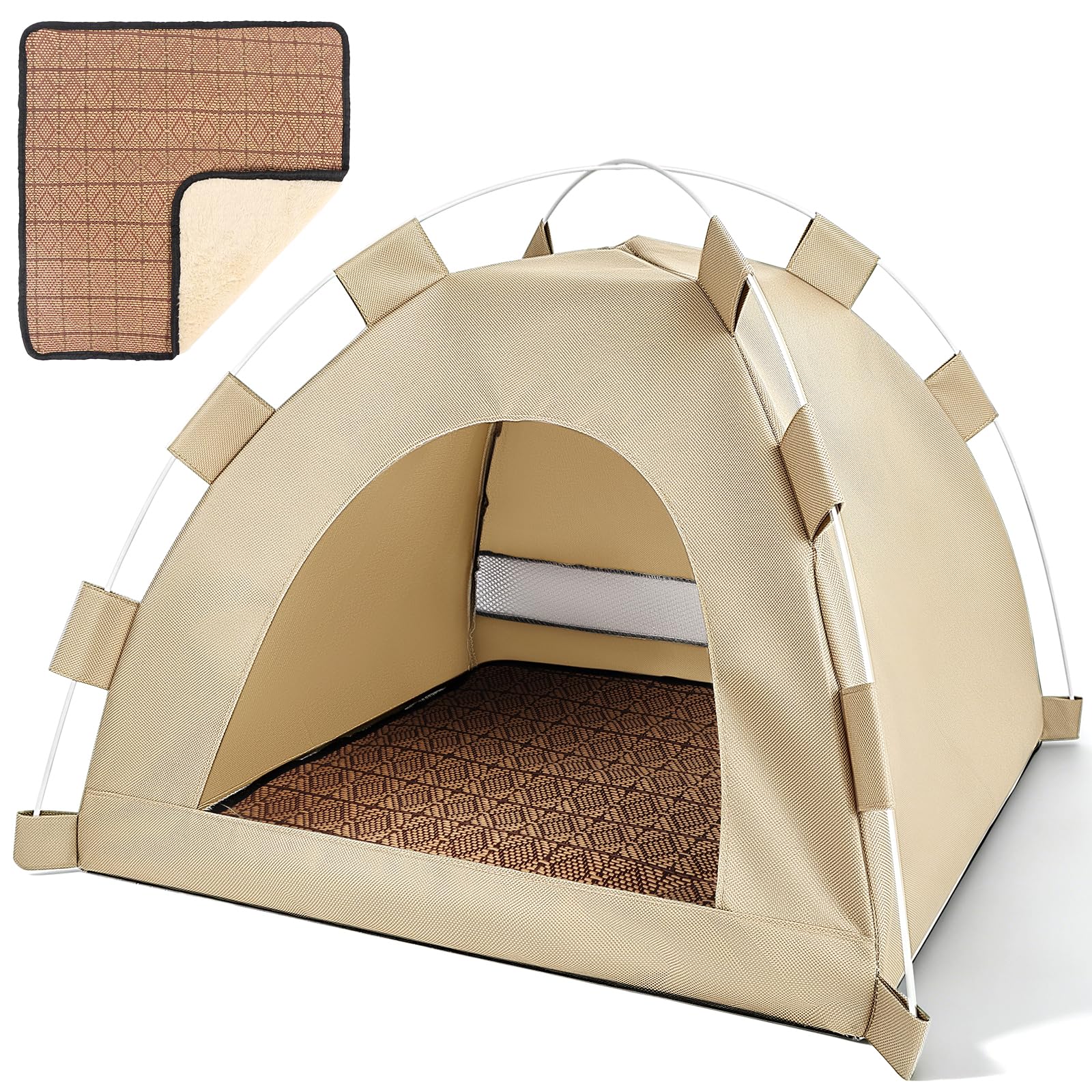 Cat Tent Cave, Cat House Waterproof, Pop up Foldable Pet Tent 48 x 48 x 42 cm(Beige)