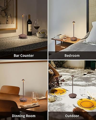 Miniatura 6 de Juego de 2 lámparas de mesa modernas inalámbricas, lámparas LED de escritorio portátiles, iluminación recargable de 5000 mAh para dormitorio,