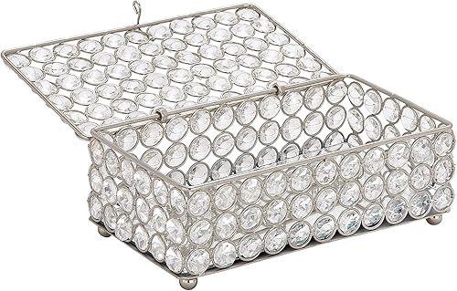 Miniatura 3 de Deco 79 Glam - Joyero rectangular de metal, 8 x 4 x 3 pulgadas, color plateado