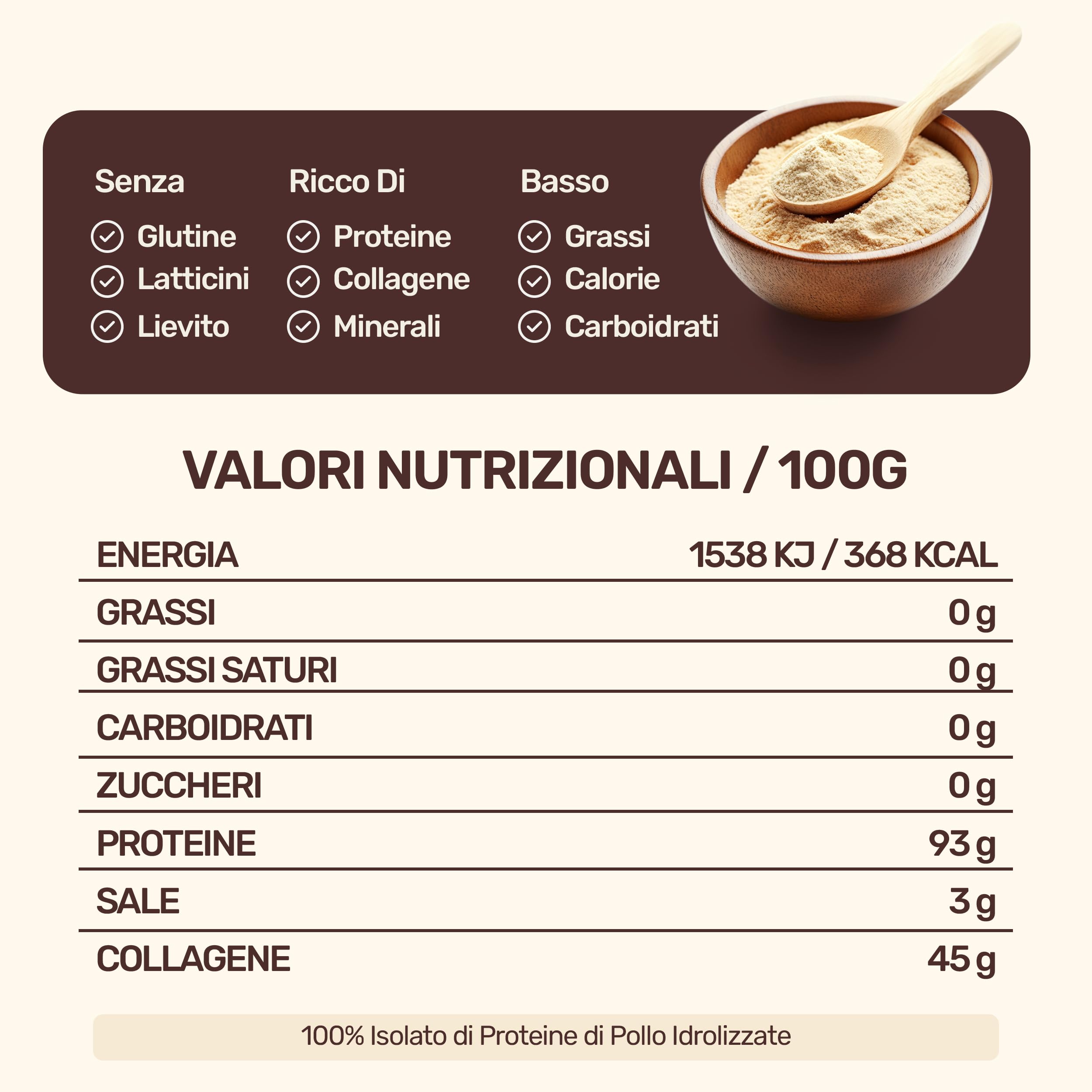 EASY YUMMY - Brodo di Pollo in Polvere (300 g), 100% Brodo di Pollo senza Additivi