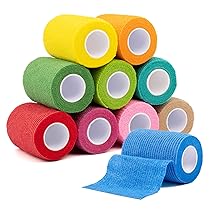 Carehabi Benda Elastica Autoadesiva, 10 Rotoli 7.5cm x 4.5 m Bendaggio per Animali Domestici, Benda Non Tessuto Traspirante per Polso, Caviglia, Dita, Ginocchio