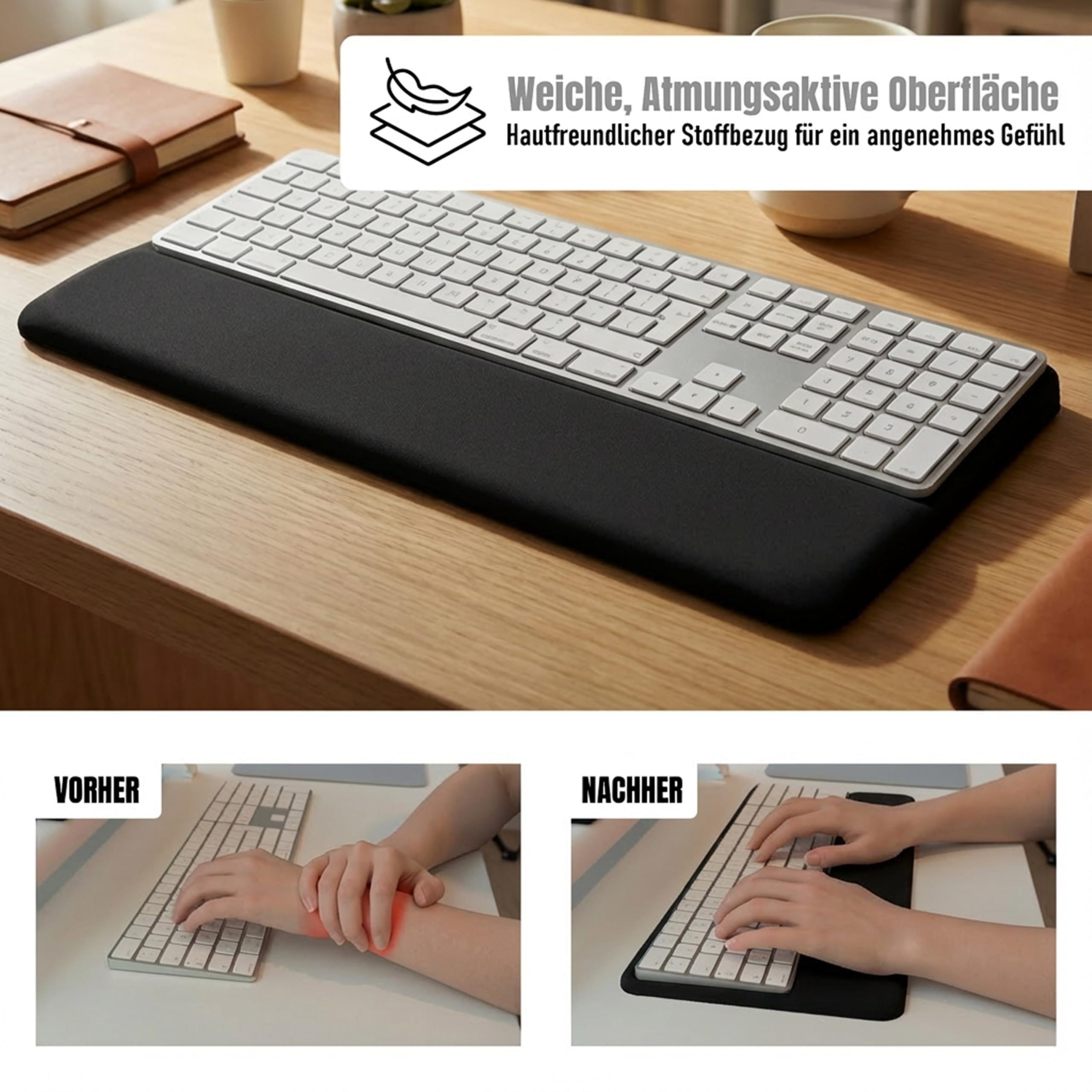 Repose-poignet - Palm Rest - Compatible avec Apple Magic Keyboard - Noir