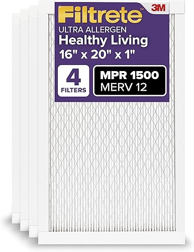 Filtrete - Filtro de aire para horno MPR 1500 MERV 12, ultra protección contra alérgenos para una vida saludable, paquete de 4 unidades (dimensiones