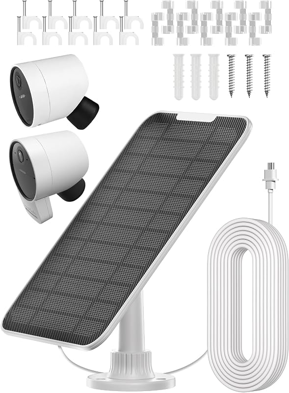 Solar Panel Compatible with SimpliSafe Outdoor Camera Series 2 Wireless, 5W Solar Panel with 13.1ft Charging Cable for Outdoor Battery Powered Security Camera with Wall Mount（Not Include Camera）