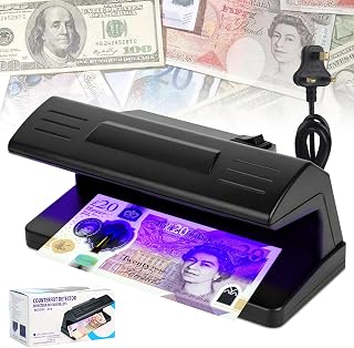 Geldscheinprüfer, Falschgeld-Detektor, UV-LED-Licht, Geldprüfer, leicht zu erkennen gefälschte Geldscheine, Betrugsprävention, Geldprüfer, für verschiedene kommerzielle Standorte (UK-Stecker)