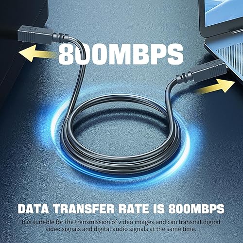 Vista 26 de FireWire - Cable de 800 a 400 de 9 pines a 4 pines de 6 pies, DV a Firewire Cables IEEE 1394 Firewire 800 de 9 pines/6 pines para Mac Pro, MacBook