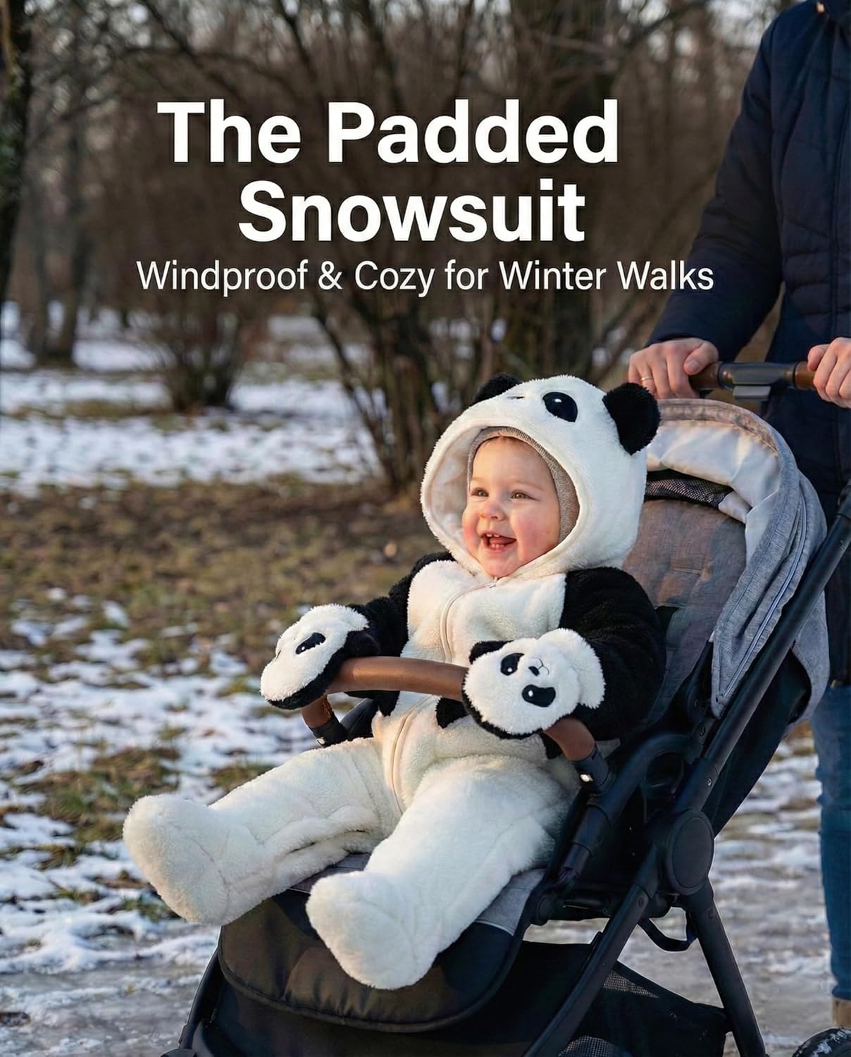 JiAmy Baby Fleece Snowsuit Animal Hooded Winter Romper Warm Footed Onesie Padded Infant Stroller Jumpsuit - Image 4