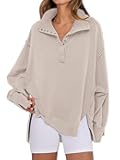 Women's Sweatshirts Oversized Casual Loose Button Up Henley Pullover Top High Low Split 2025 Fall Fashion Outfits