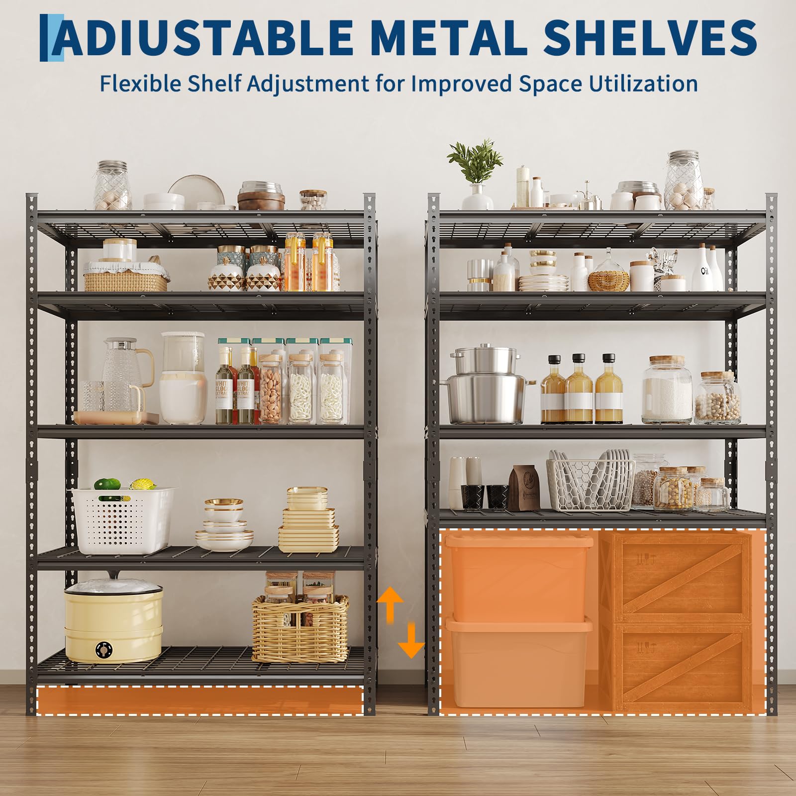 Scaffalatura per garage, 997,9 kg, regolabile, in metallo, resistente, a 5 ripiani, per garage, cucina, dispensa, magazzino, cantina, 91,4 x 40,6 x 182,9 cm (larghezza x profondità x altezza