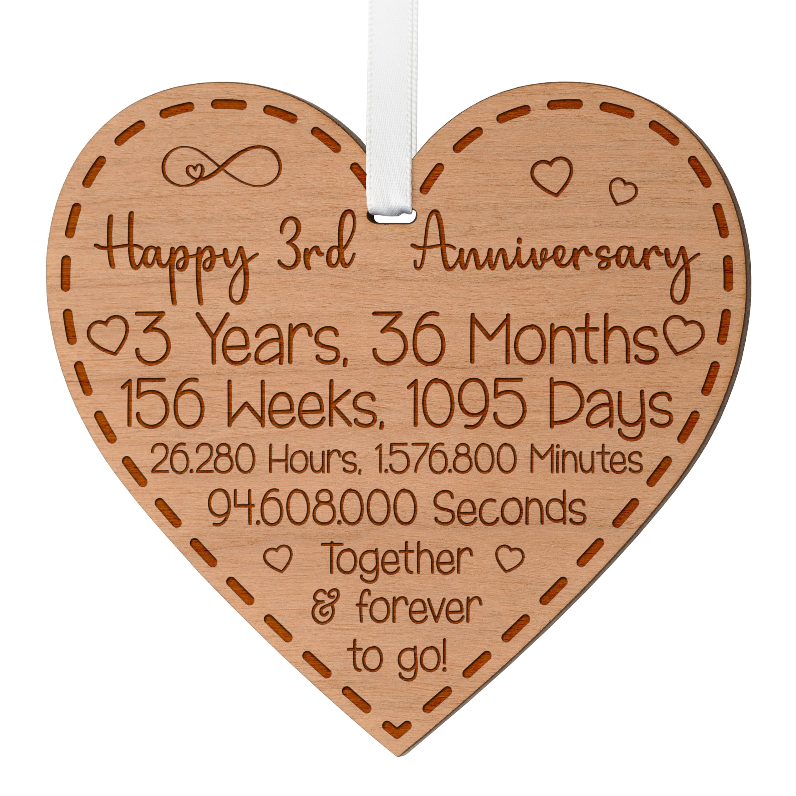 Blazing Eagle Designs 3rd Anniversary Wooden Heart Keepsake