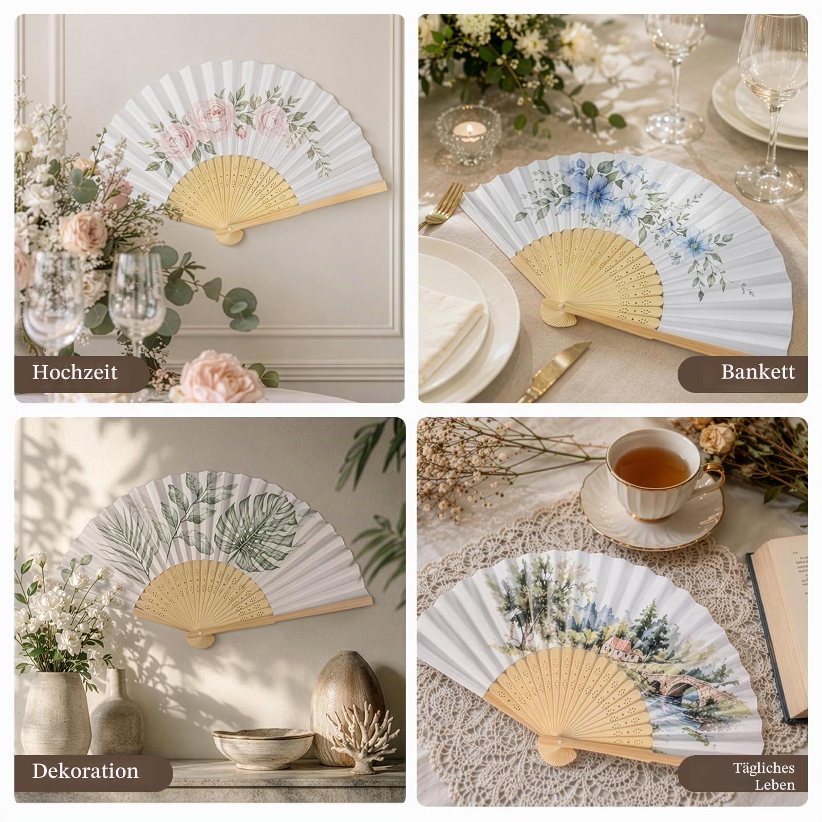 40 Stück Fächer Weiß Faltbare Handfächer Bambus Faltfächer Papierfächer Hochzeit Gastgeschenk, DIY Bemalen Handfächer für Hochzeit Gäste Geschenk, Geburtstag Sommer Party, Wand Dekoration