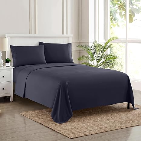 Full Size Sheet Sets - Breathable Luxury Sheets with Full Elastic & Secure Corner Straps Built In - 1800 Supreme Collection Extra Soft Deep Pocket Bedding, Sheet Set, EXTRA DEEP pocket - Full, Navy