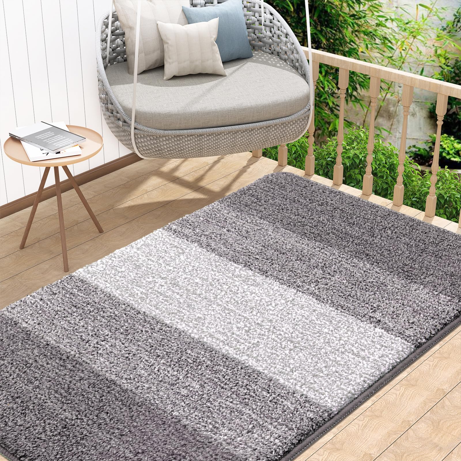 Kitinjoy Indoor Outdoor Door Mat, 48x32 Non-Slip Absorbent Dirt Trapper, Low-Profile Washable Inside Entrance Front Floor Mat, Sturdy Soft Entry