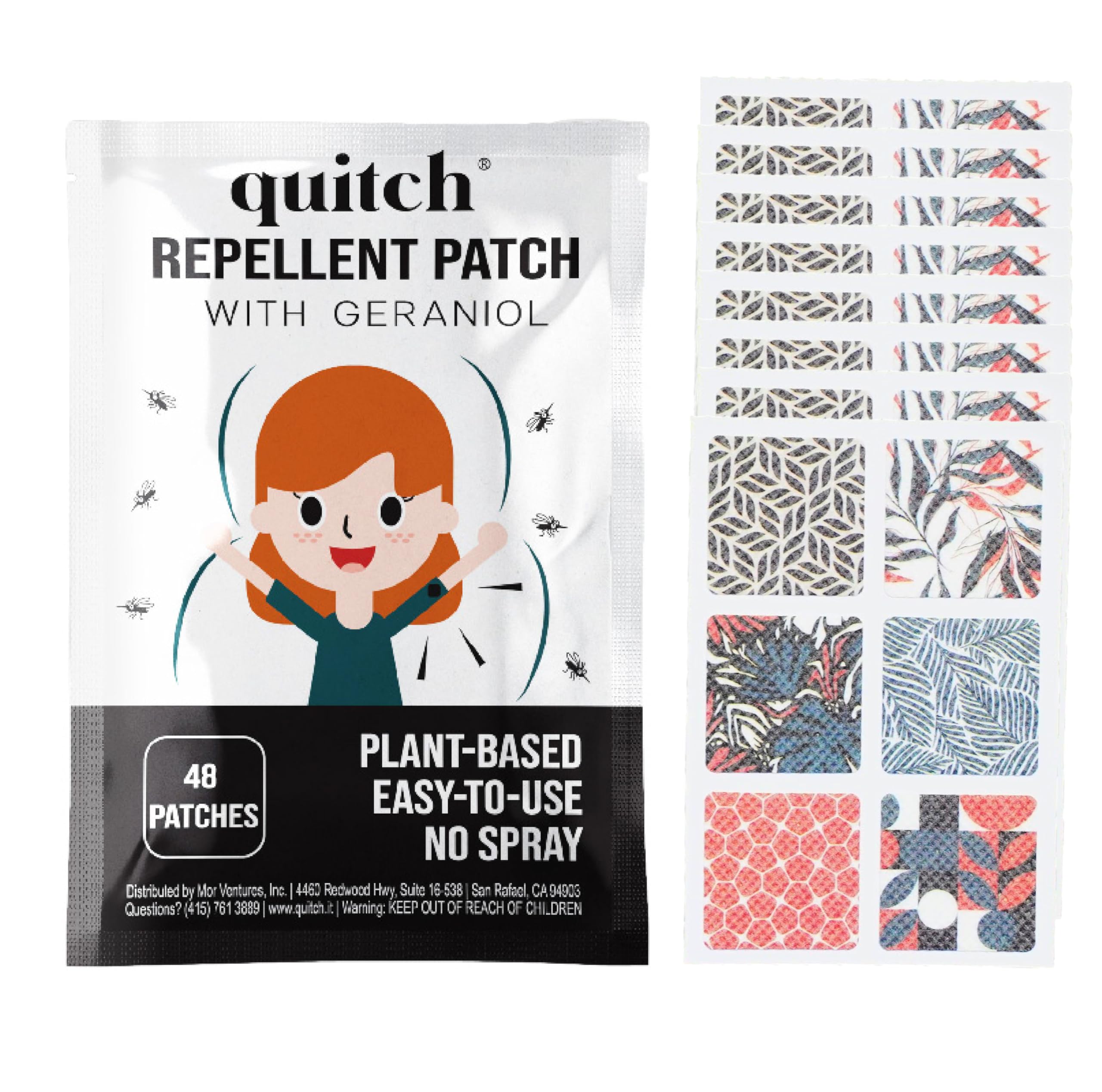 Quitch Natural Mosquito Repellent Stickers for Kids & Adults | geraniol Bug Patch | Anti Mosquito Patch | Mosquito Patches for Babies | Bug Spray Stickers | citronella Insect Repellent Alternative