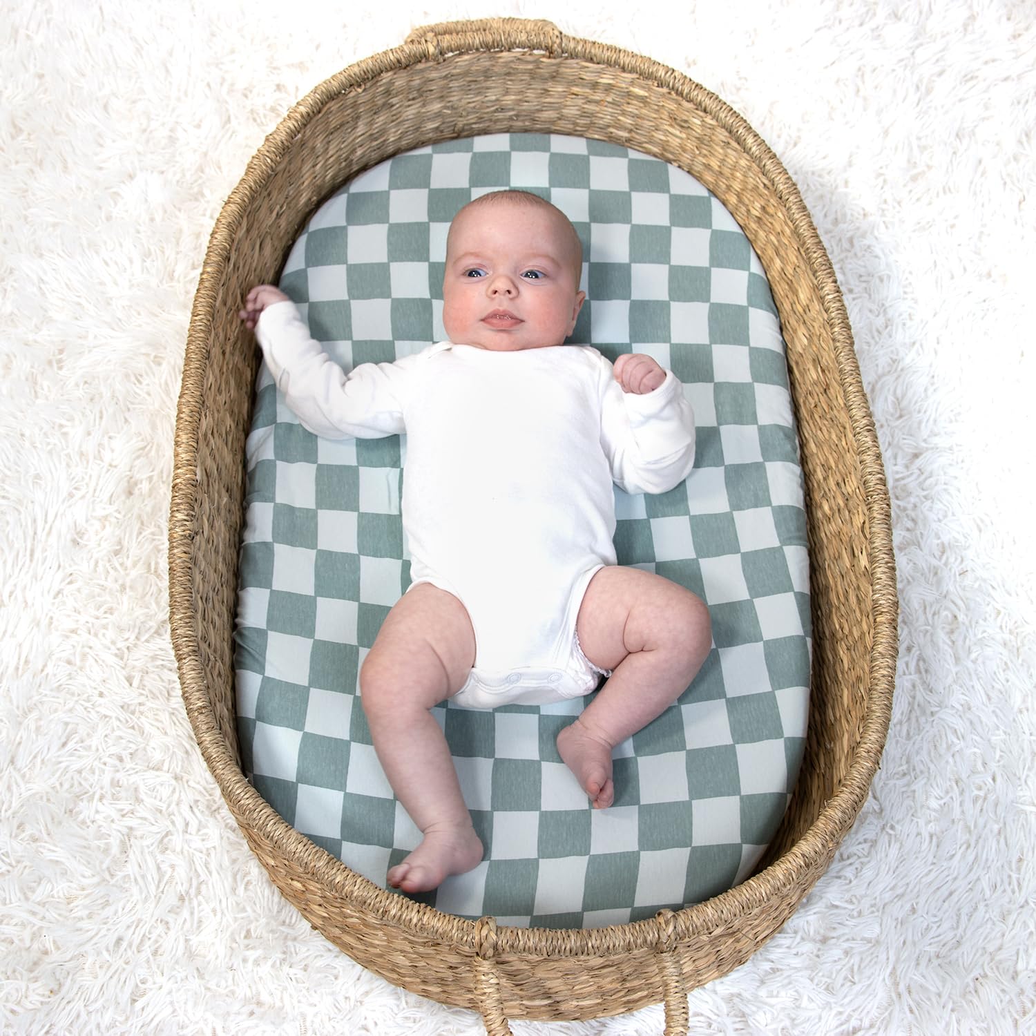 The Peanutshell Baby Bio-Bettlaken für Stubenwagen, für Jungen oder Mädchen, ultraweich und rechteckig, Uni, 100% Jersey-Baumwolle, Spannbettlaken für Kinderbett, Stubenwagen-Matratze