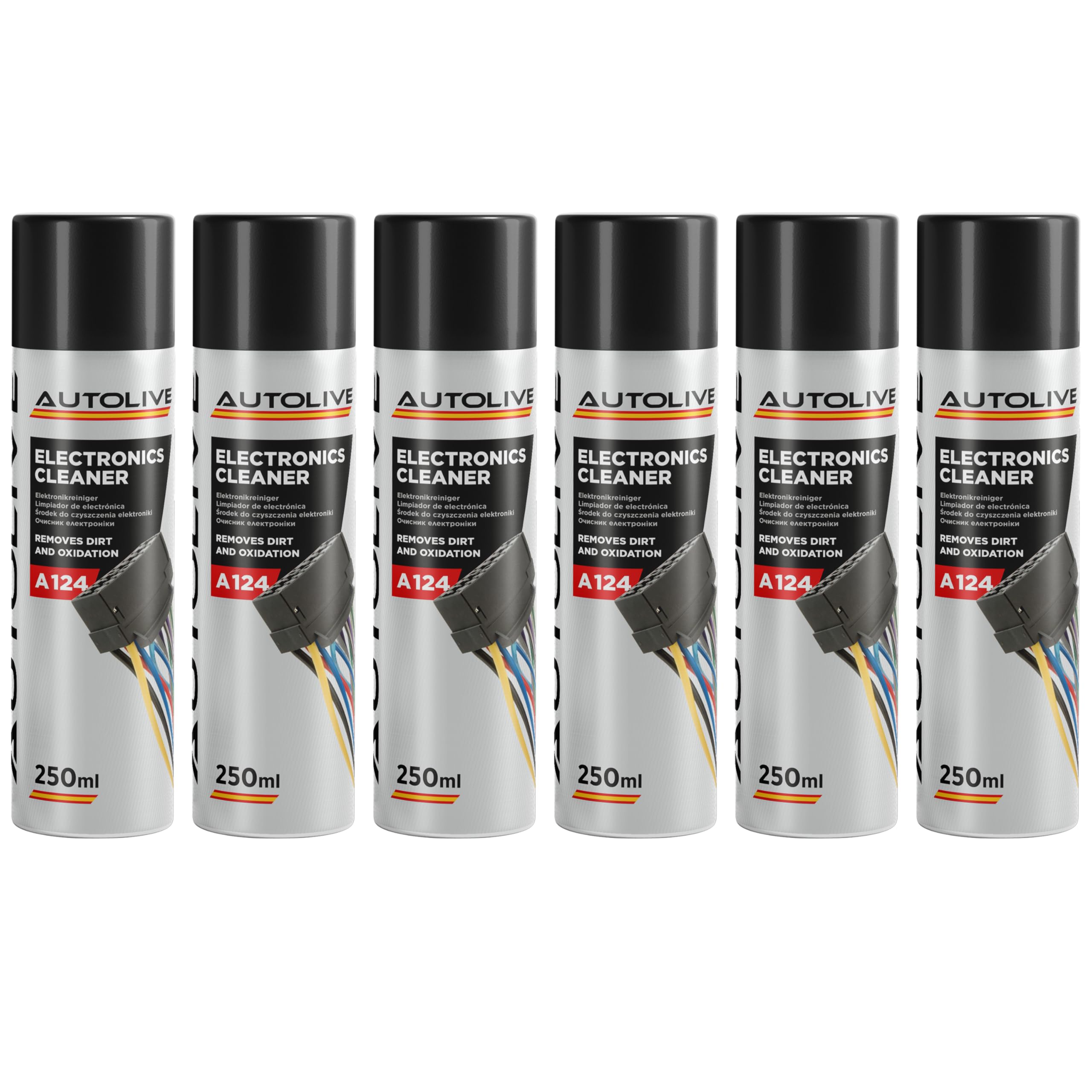 AUTOLIVE Limpiador de Contactos Electrónicos Pack de 6 x 250 ml – Electronic Cleaner – Elimina Aceite y Grasa con Evaporación Rápida – Protección contra Chispas y Desgaste en Componentes Electrónicos