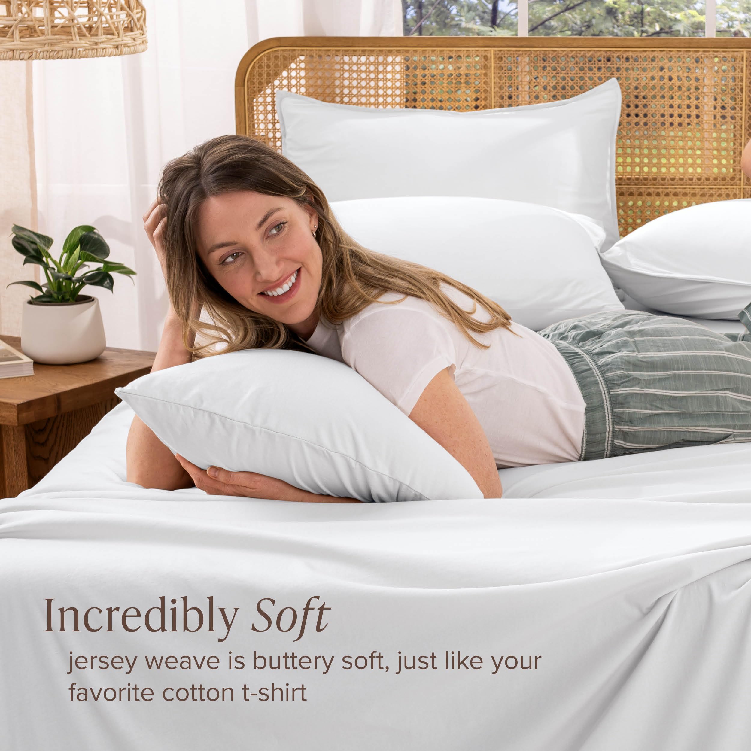 Bare Home 100% Organic Cotton Jersey Sheet Set Ultra Soft 100% Cotton - Sheet Set & Pillowcase - Deep Pocket Bed Sheets Twin White product thumbnail 5