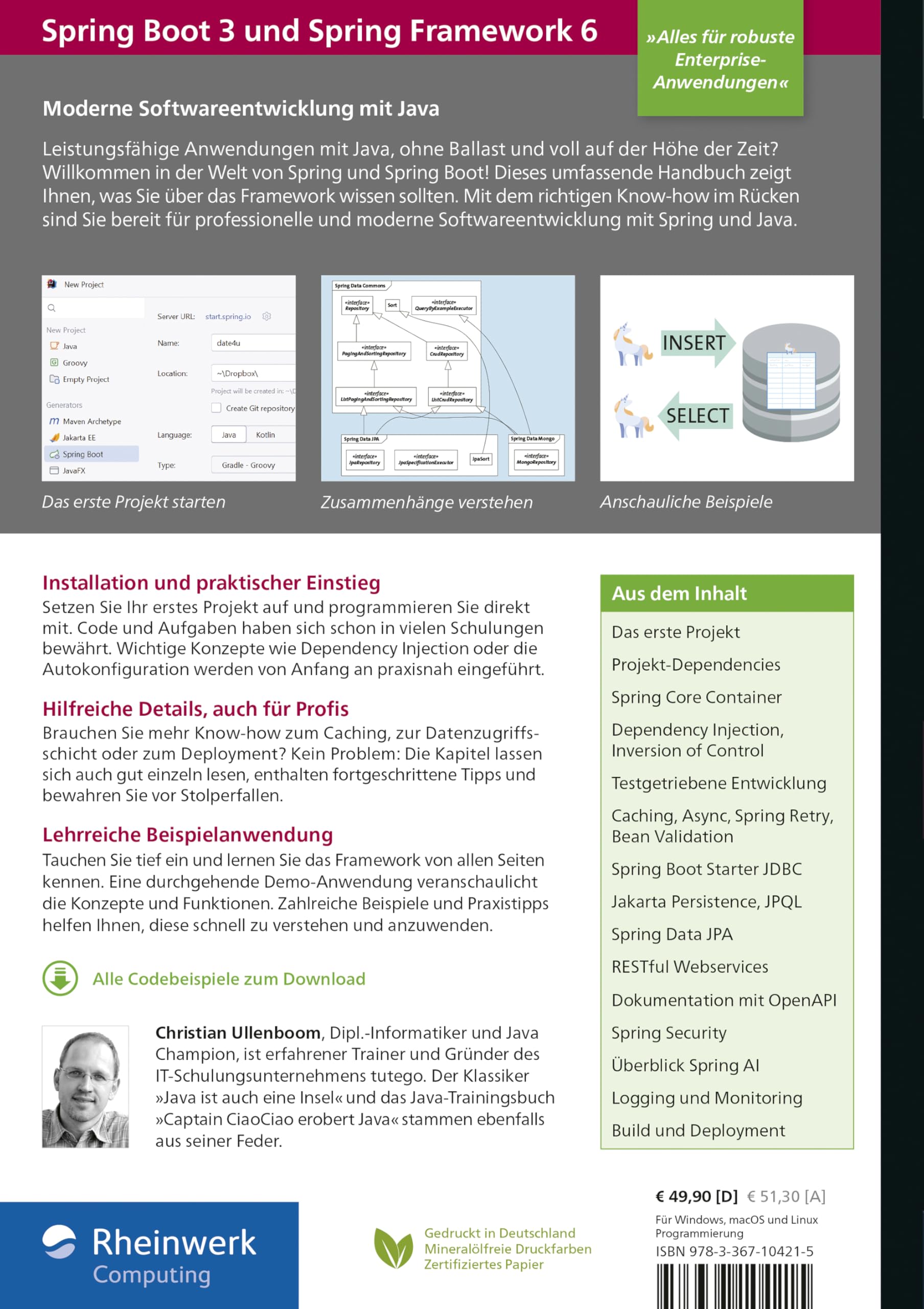 Spring Boot 3 und Spring Framework 6: Das umfassende Handbuch zur modernen Softwareentwicklung mit Java – Einführung, Praxistipps, Design und Patterns – Ausgabe 2025
