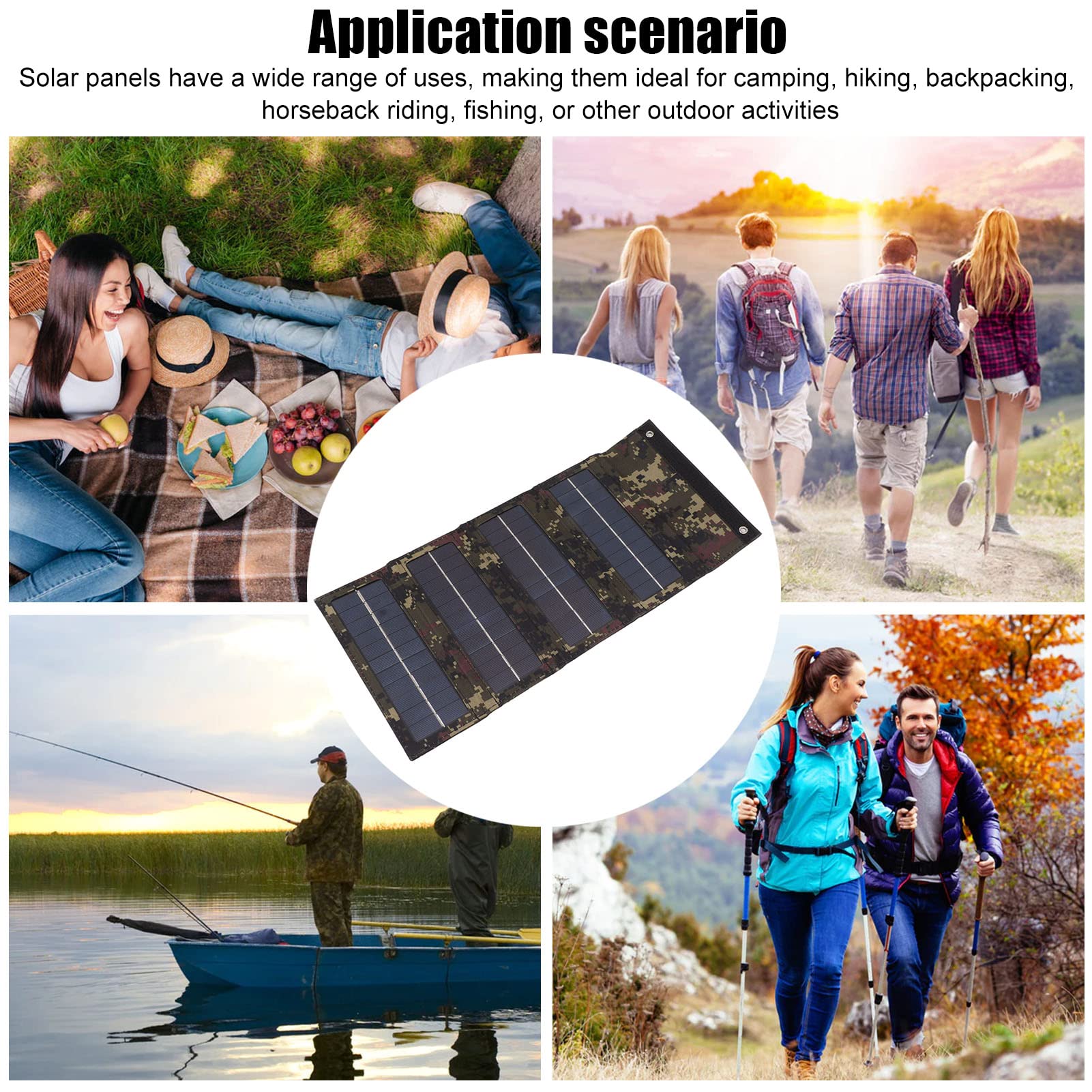 Chargeur Solaire 40W Pliable Monocristallin Sac de Chargement pour Camping Randonnée en Plein Air Portable sans Fonction de Batterie