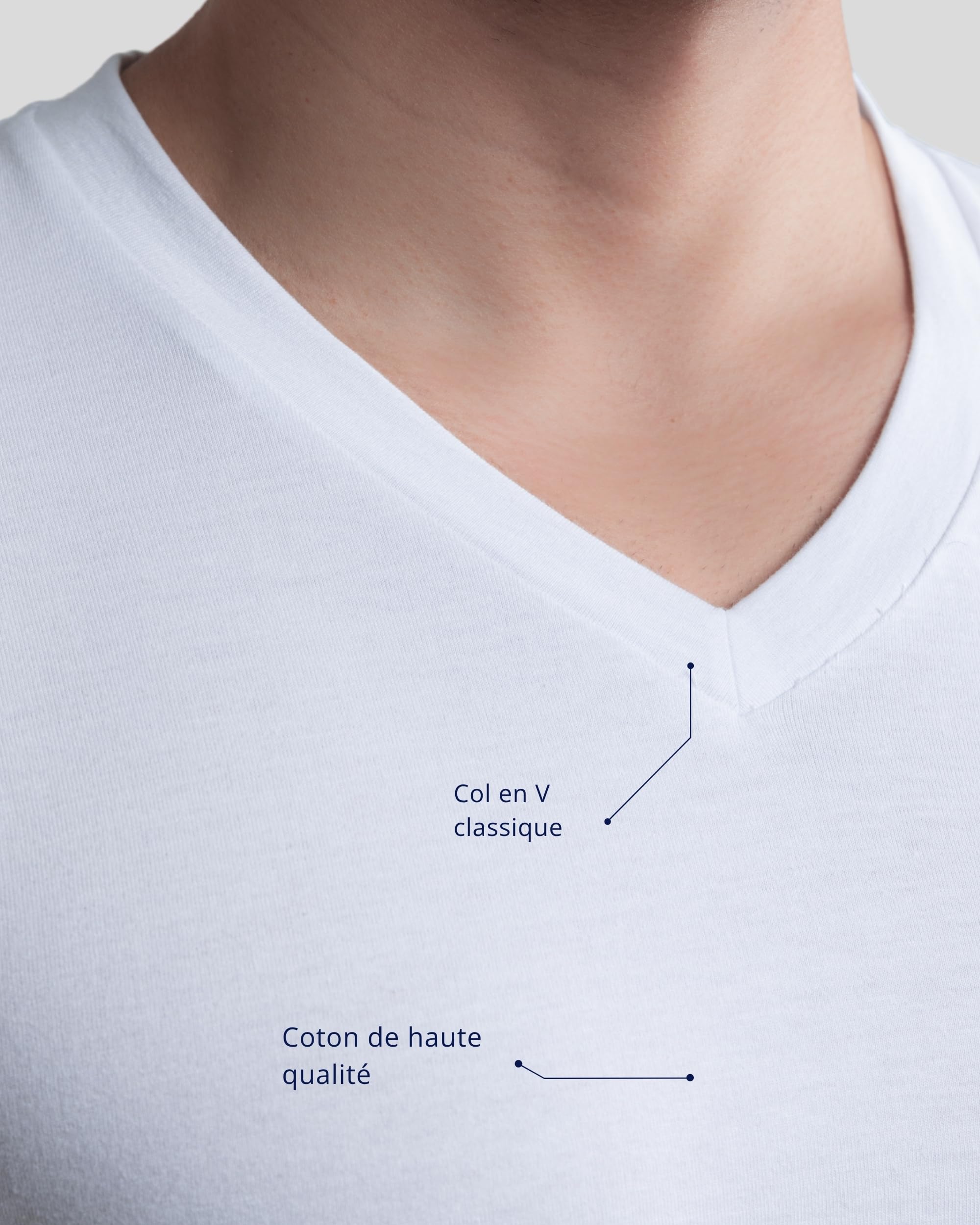 SKIPPER Lot de 3 T Shirt Homme 100% Coton I Maillot de Corps Blanc I Tricot de Corps Col V I sous Chemise Manches Courtes I Label Oeko-TEX®