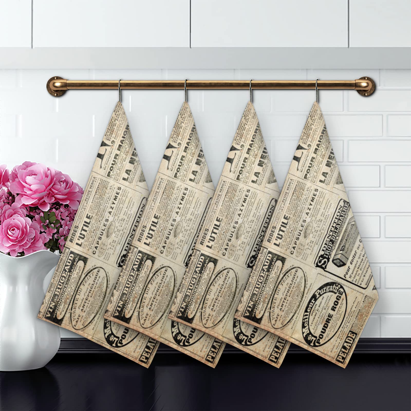 TropicalLife Lot De 6 Torchons De Cuisine Vintage Motif Carte Postale