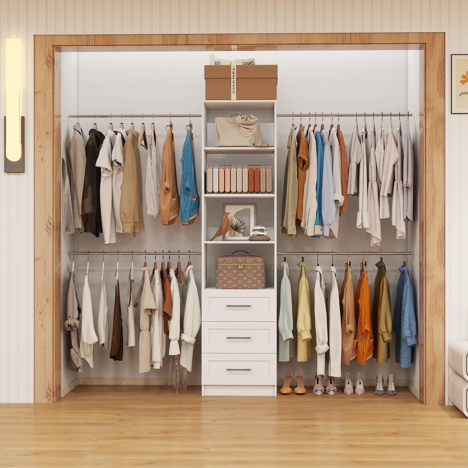 Closet System with Drawers, 5FT-8FT Custom Closet Organizer System 99