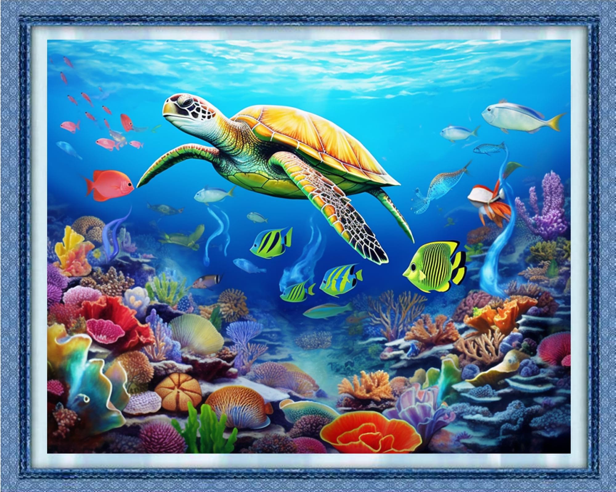 Dooxvey Cross Stitch Kits for Adults Stamped Full Range of Embroidery Starter Kits for Beginners 11CT Printed Cross Stitch Patterns Needlepoint Kits Stamped Crossstitch-Turtle Scenery 16x20 inch