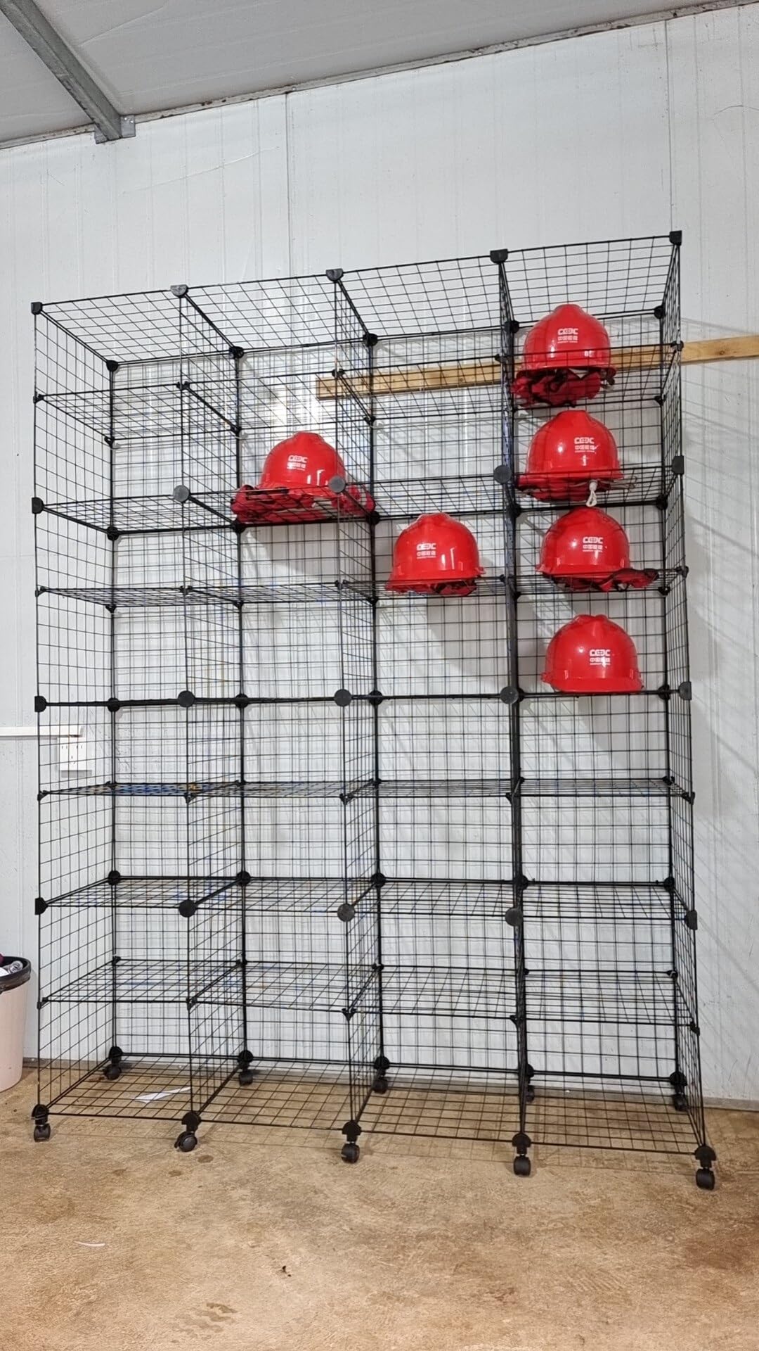 helmhalterung wand Stapelbare Aufbewahrungsboxen Für Schutzhelme Aus Metall Mit 32 Würfeln, Groß, Organizer Für Die Platzierung Von Schutzhelmen In Der Werkstatt(Black)