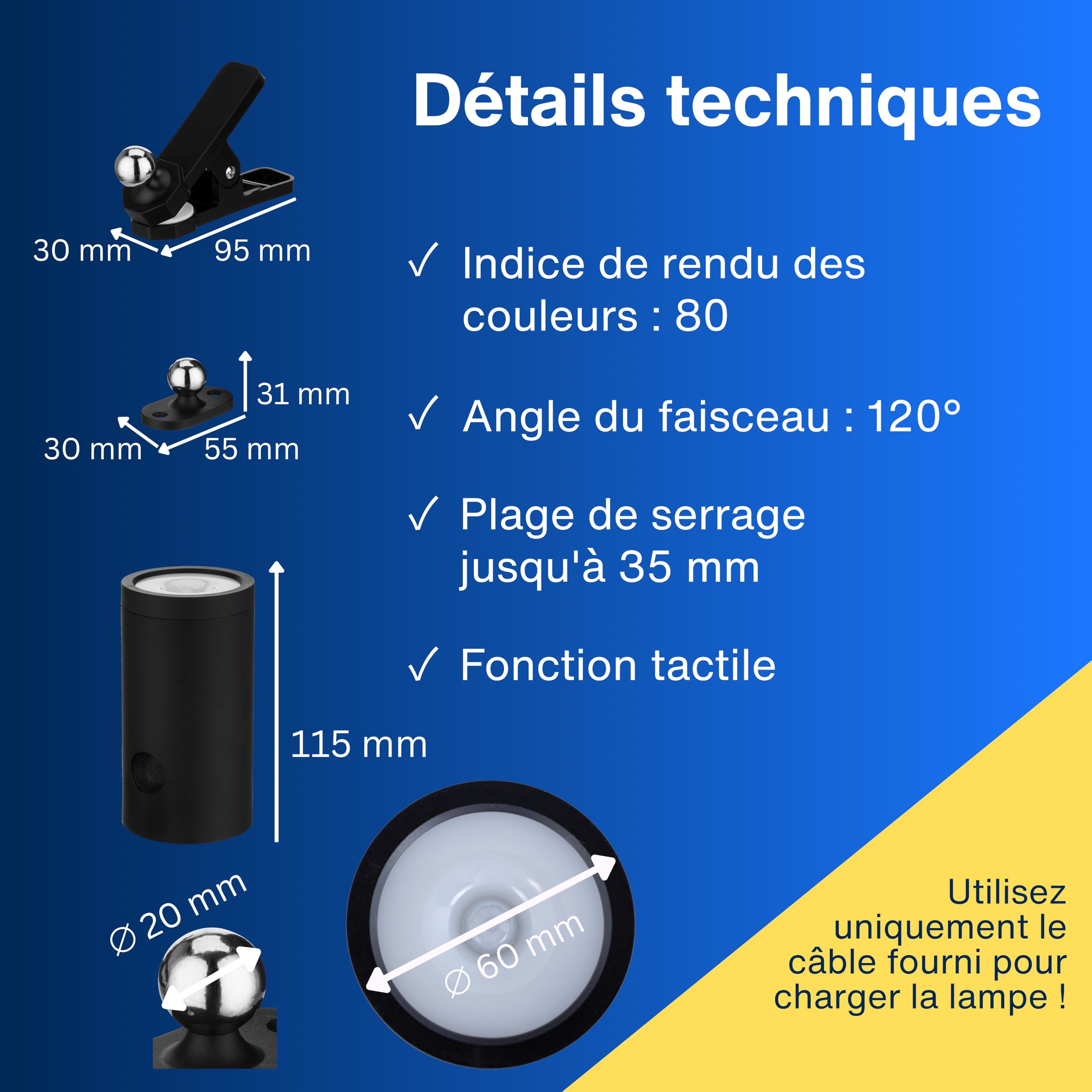 REV Applique murale LED - Lampe murale avec batterie et détecteur de mouvement, 180 lm, sans fil, intensité réglable, pivotante à 360°. Lampe d'appoint - Camping, garage et cave, IP54, noir